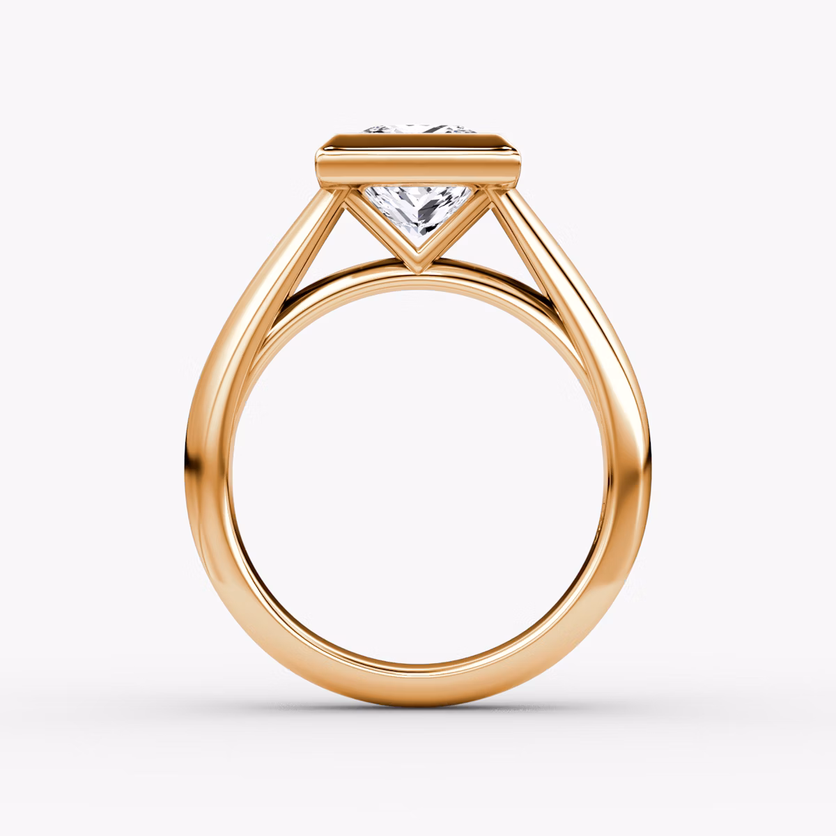 The Sculpture Bezel | Princess | 14k | Rose Gold | bandAccent: Plain | diamondOrientation: vertical | caratWeight: other