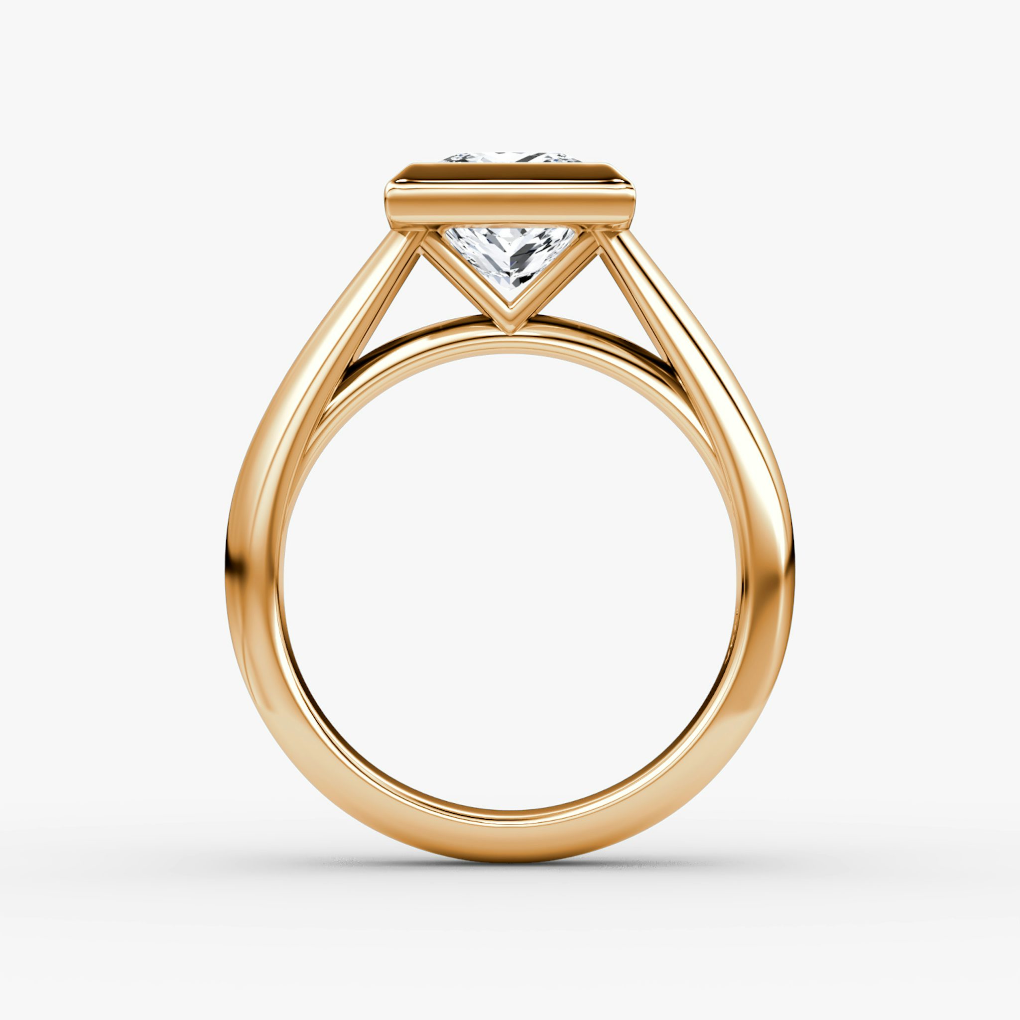The Sculpture Bezel | Princess | 14k | Rose Gold | bandAccent: Plain | diamondOrientation: vertical | caratWeight: other