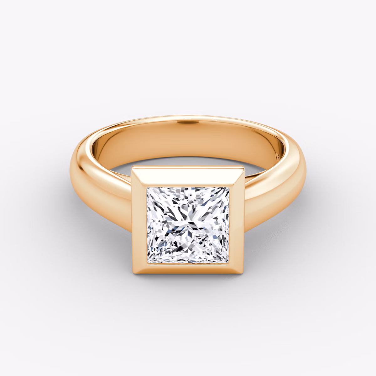 The Sculpture Bezel | Princess | 14k | Rose Gold | bandAccent: Plain | diamondOrientation: vertical | caratWeight: other