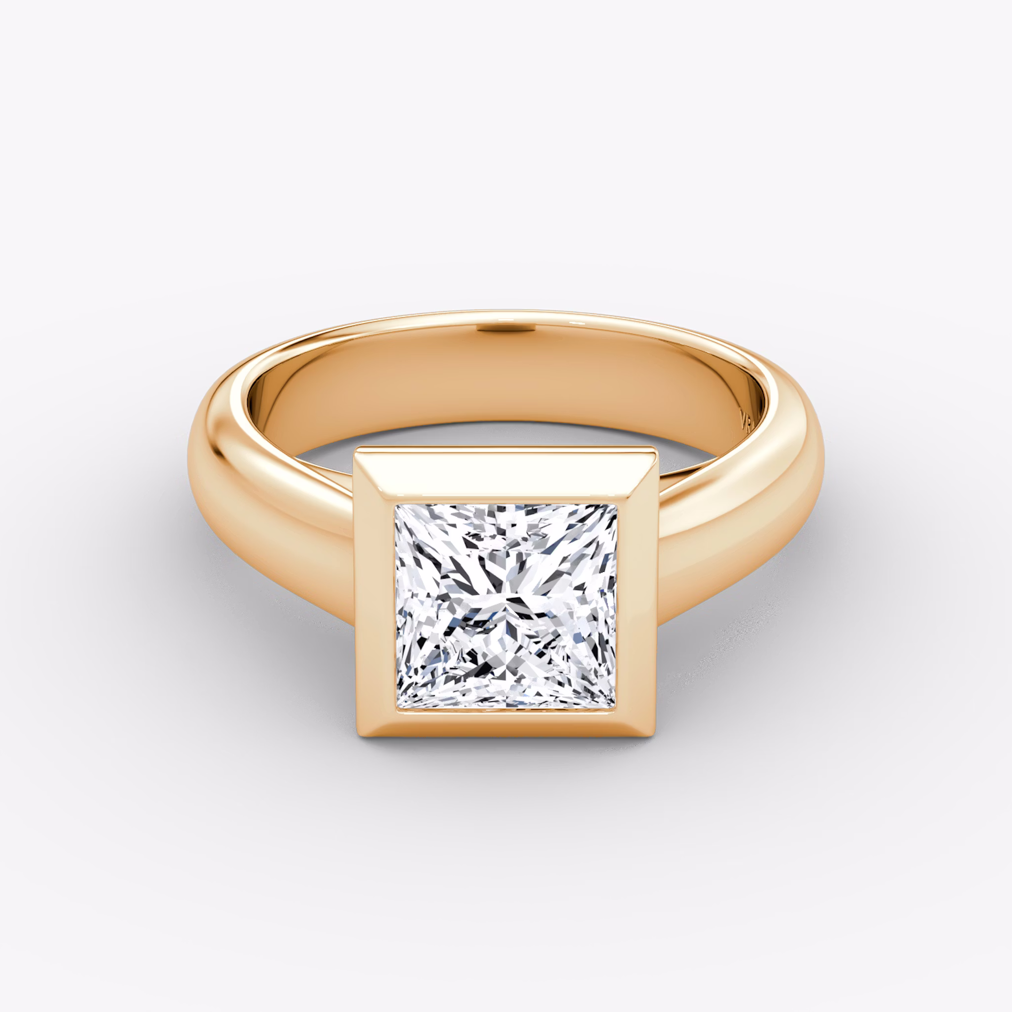 The Sculpture Bezel | Princess | 14k | Rose Gold | bandAccent: Plain | diamondOrientation: vertical | caratWeight: other