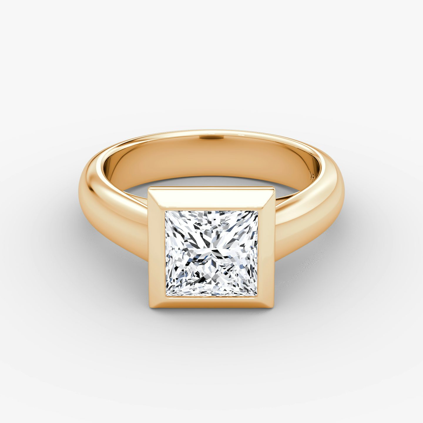 The Sculpture Bezel | Princess | 14k | Rose Gold | bandAccent: Plain | diamondOrientation: vertical | caratWeight: other