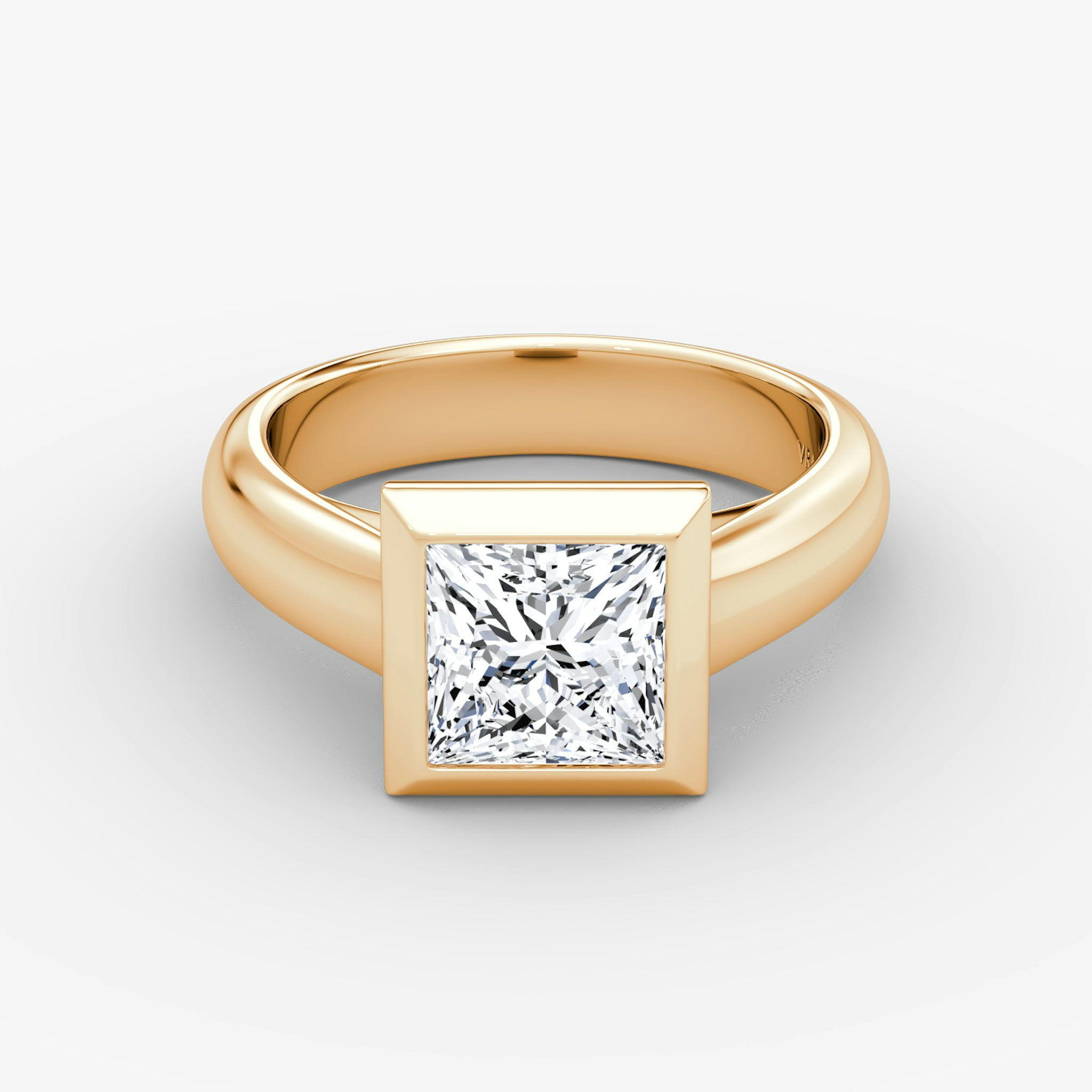 The Sculpture Bezel | Princess | 14k | Rose Gold | bandAccent: Plain | diamondOrientation: vertical | caratWeight: other
