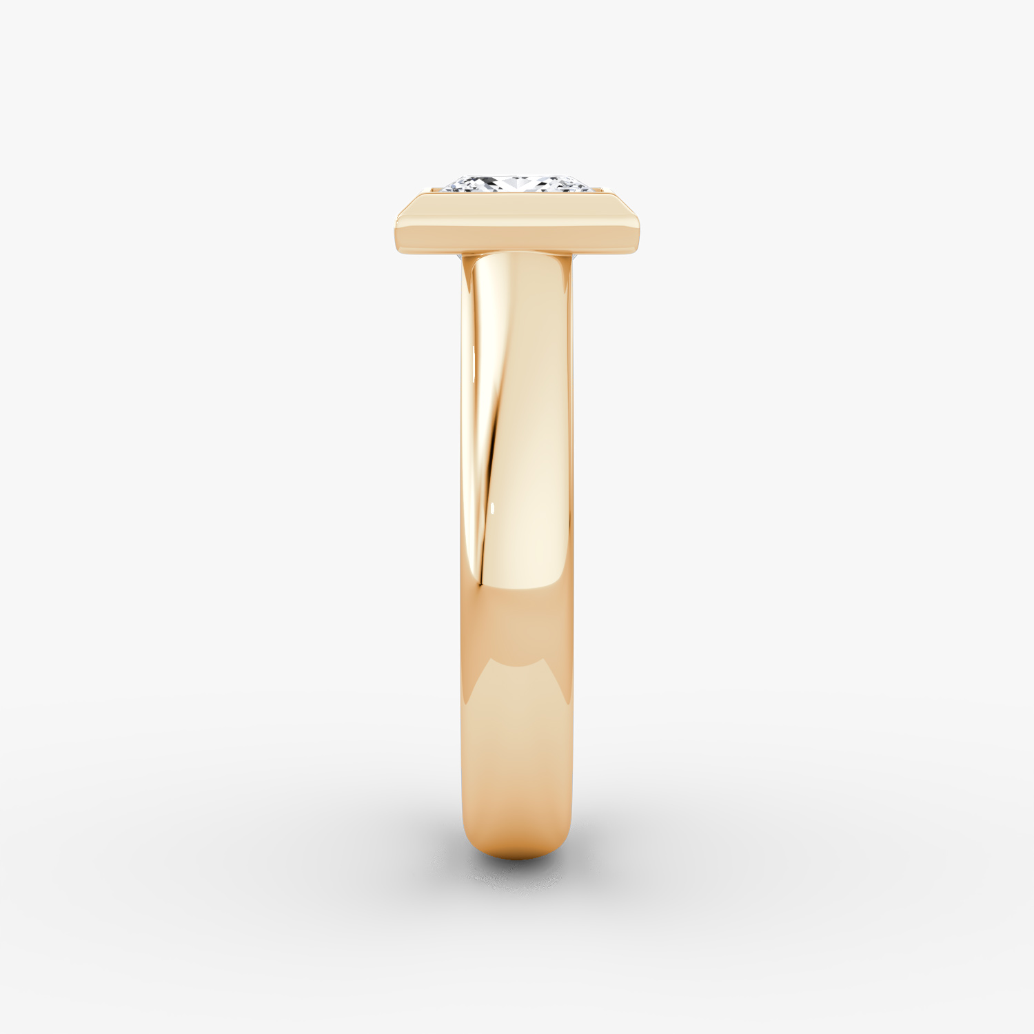 The Sculpture Bezel | Princess | 14k | Rose Gold | bandAccent: Plain | diamondOrientation: vertical | caratWeight: other