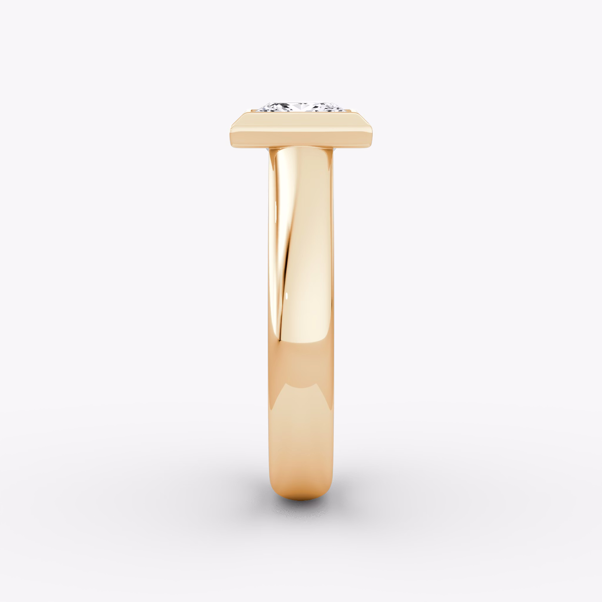 The Sculpture Bezel | Princess | 14k | Rose Gold | bandAccent: Plain | diamondOrientation: vertical | caratWeight: other