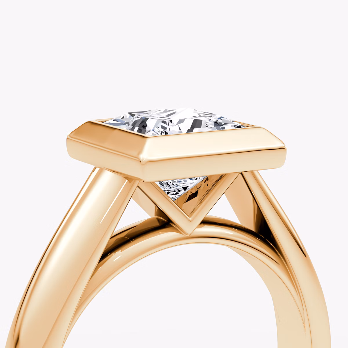 The Sculpture Bezel | Princess | 14k | Rose Gold | bandAccent: Plain | diamondOrientation: vertical | caratWeight: other