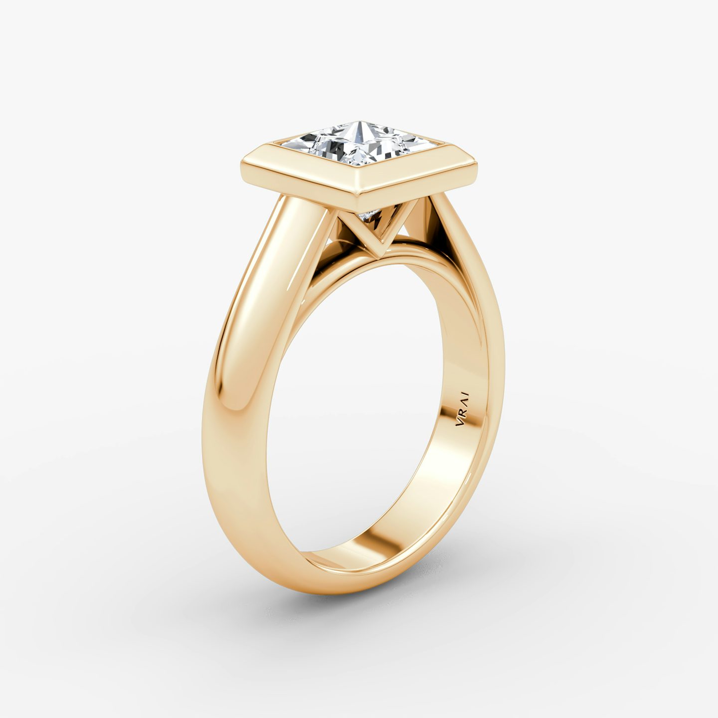 The Sculpture Bezel | Princess | 14k | Rose Gold | bandAccent: Plain | diamondOrientation: vertical | caratWeight: other