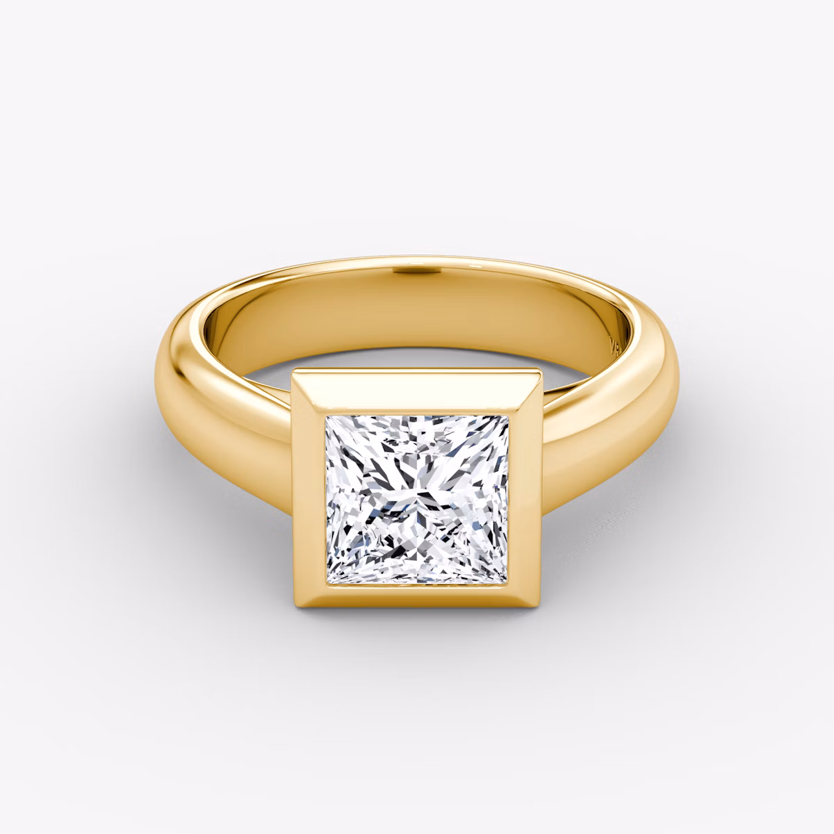 The Sculpture Bezel | Princess | 18k | Yellow Gold | bandAccent: Plain | diamondOrientation: vertical | caratWeight: other
