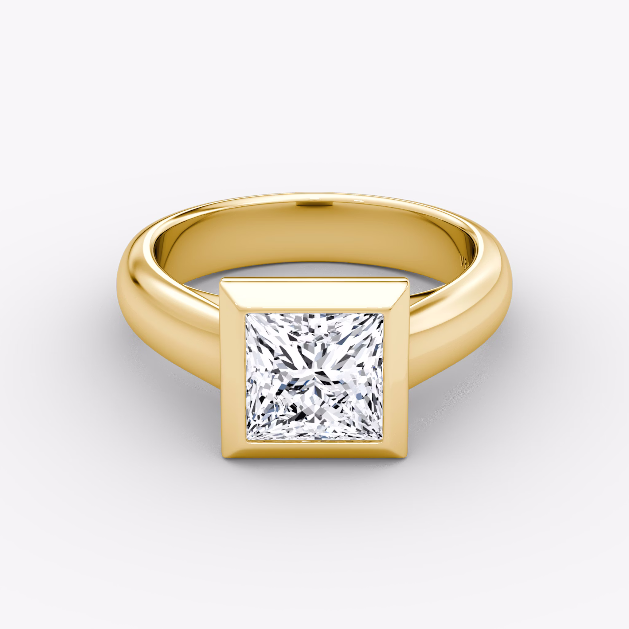 The Sculpture Bezel | Princess | 18k | Yellow Gold | bandAccent: Plain | diamondOrientation: vertical | caratWeight: other