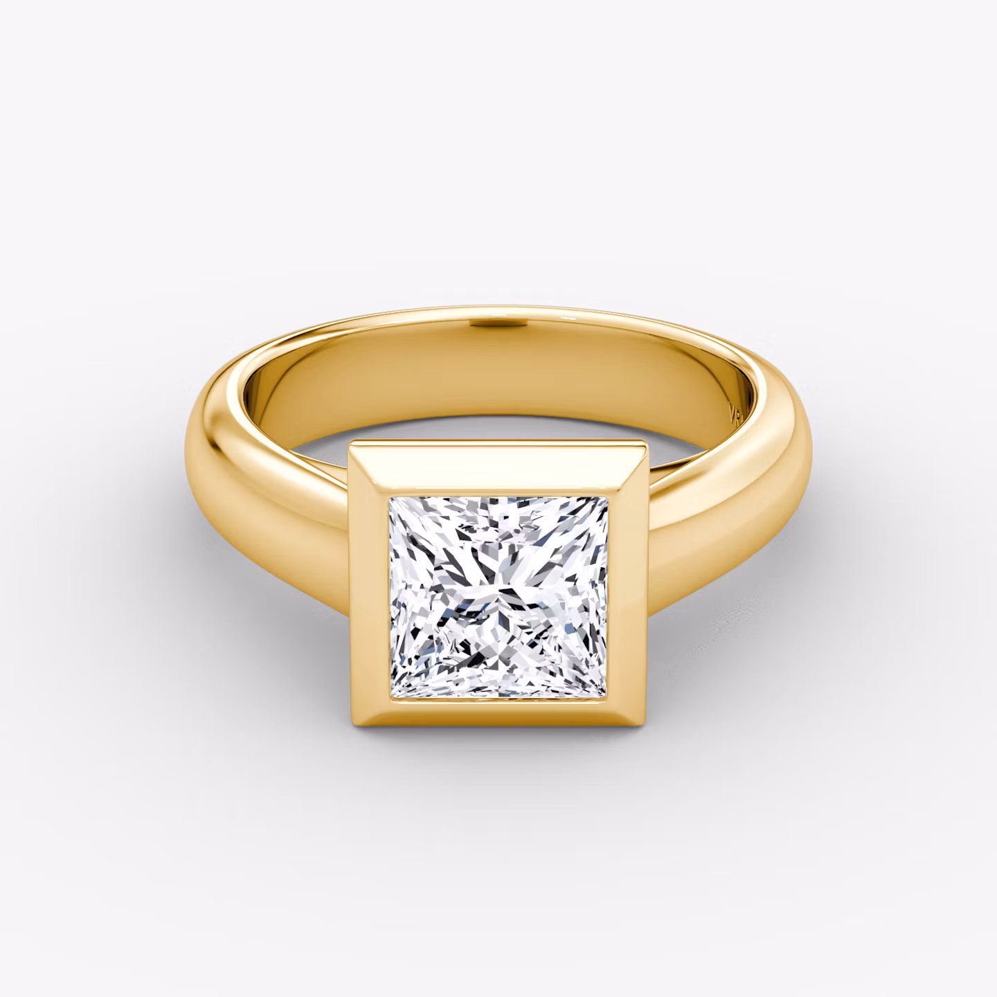 The Sculpture Bezel | Princess | 18k | Yellow Gold | bandAccent: Plain | diamondOrientation: vertical | caratWeight: other