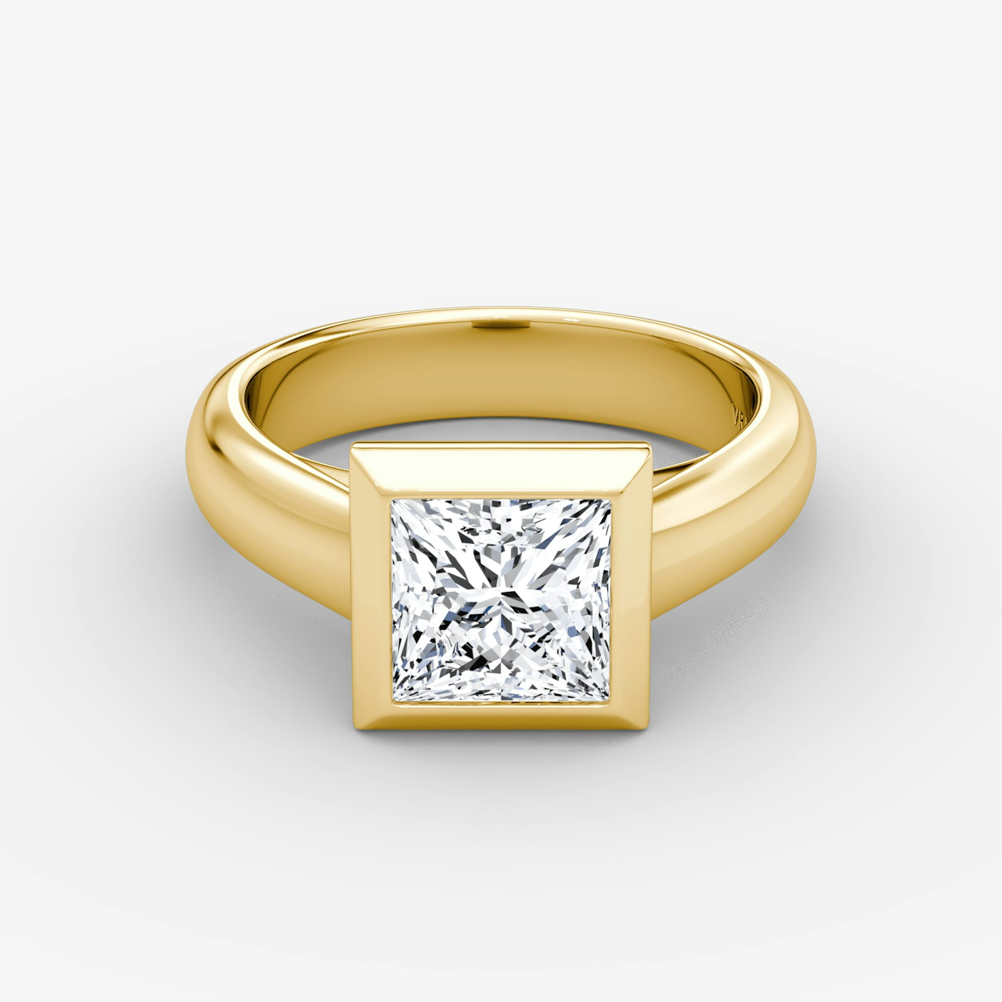 The Sculpture Bezel | Princess | 18k | Yellow Gold | bandAccent: Plain | diamondOrientation: vertical | caratWeight: other