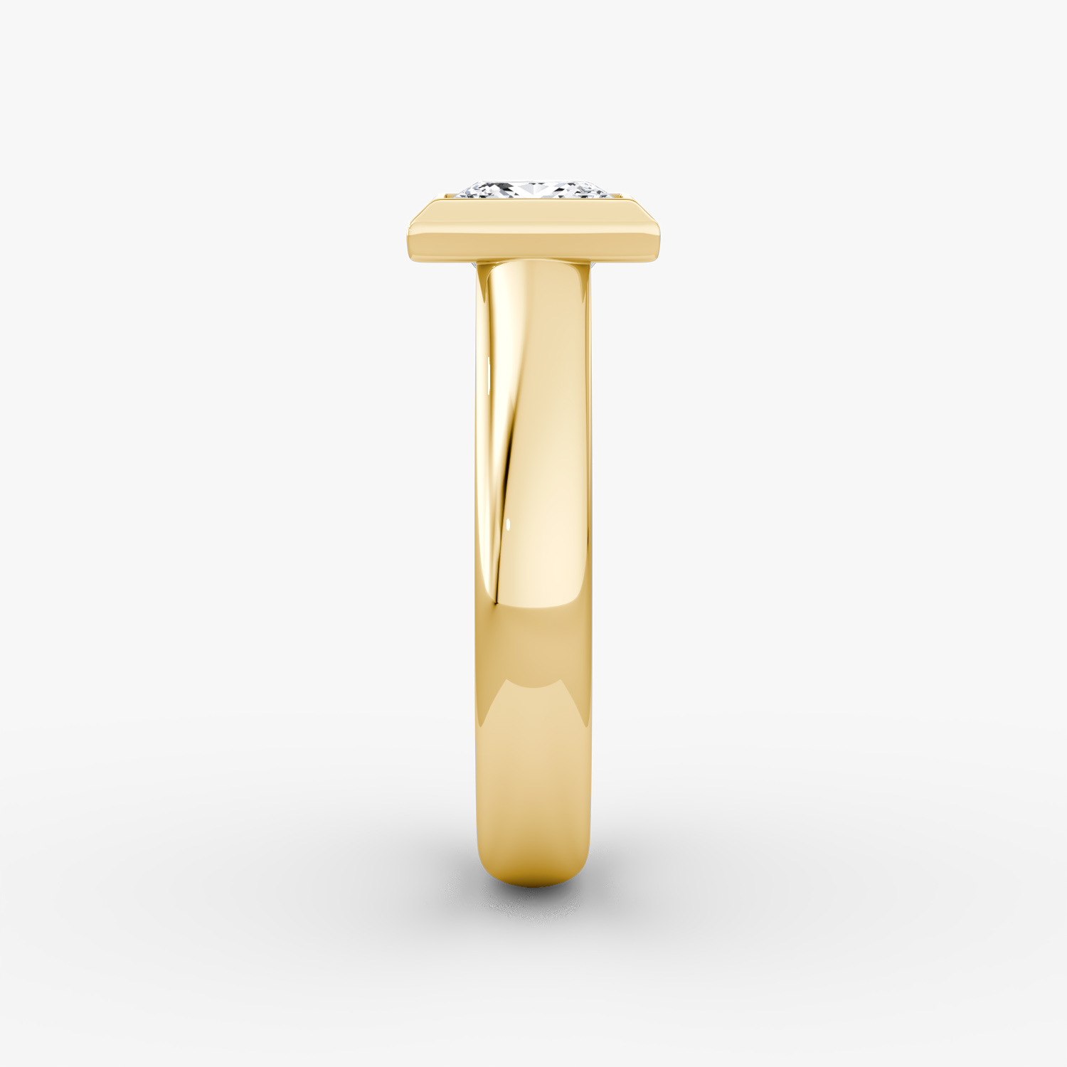 The Sculpture Bezel | Princess | 18k | Yellow Gold | bandAccent: Plain | diamondOrientation: vertical | caratWeight: other