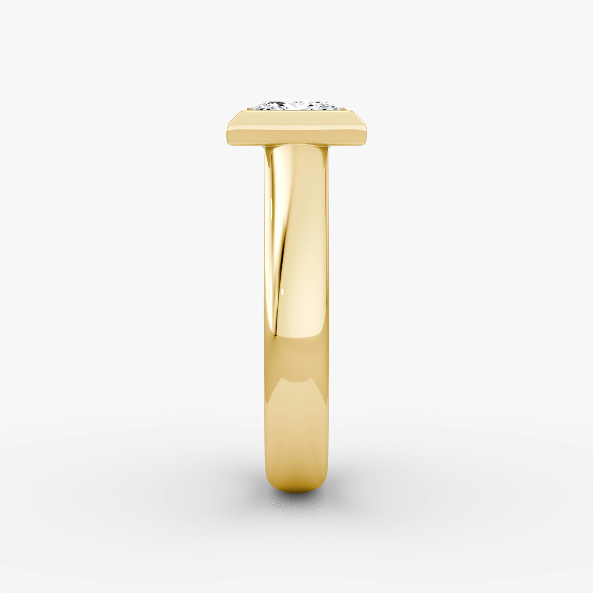 The Sculpture Bezel | Princess | 18k | Yellow Gold | bandAccent: Plain | diamondOrientation: vertical | caratWeight: other