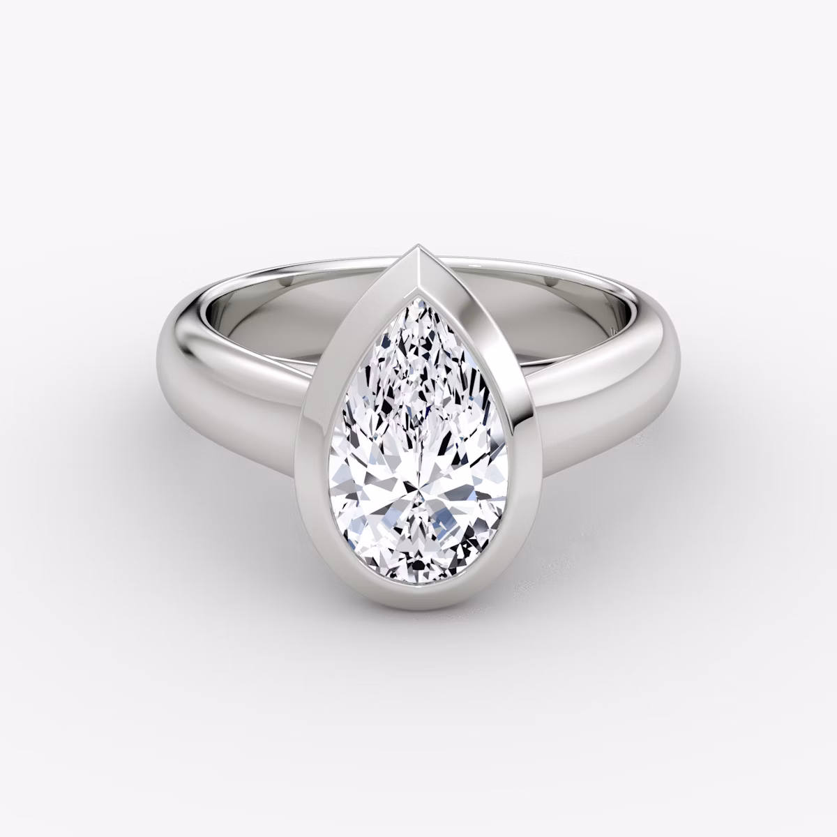 The Sculpture Bezel | Pear | Platinum | bandAccent: Plain | diamondOrientation: vertical | caratWeight: other