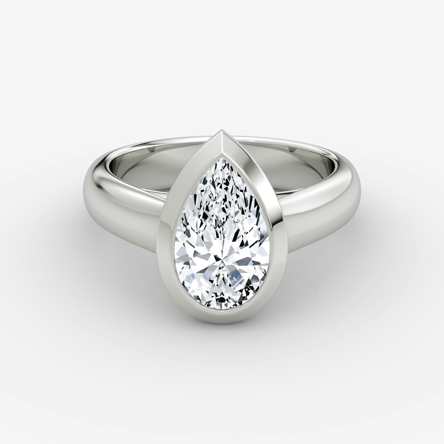The Sculpture Bezel | Pear | Platinum | bandAccent: Plain | diamondOrientation: vertical | caratWeight: other