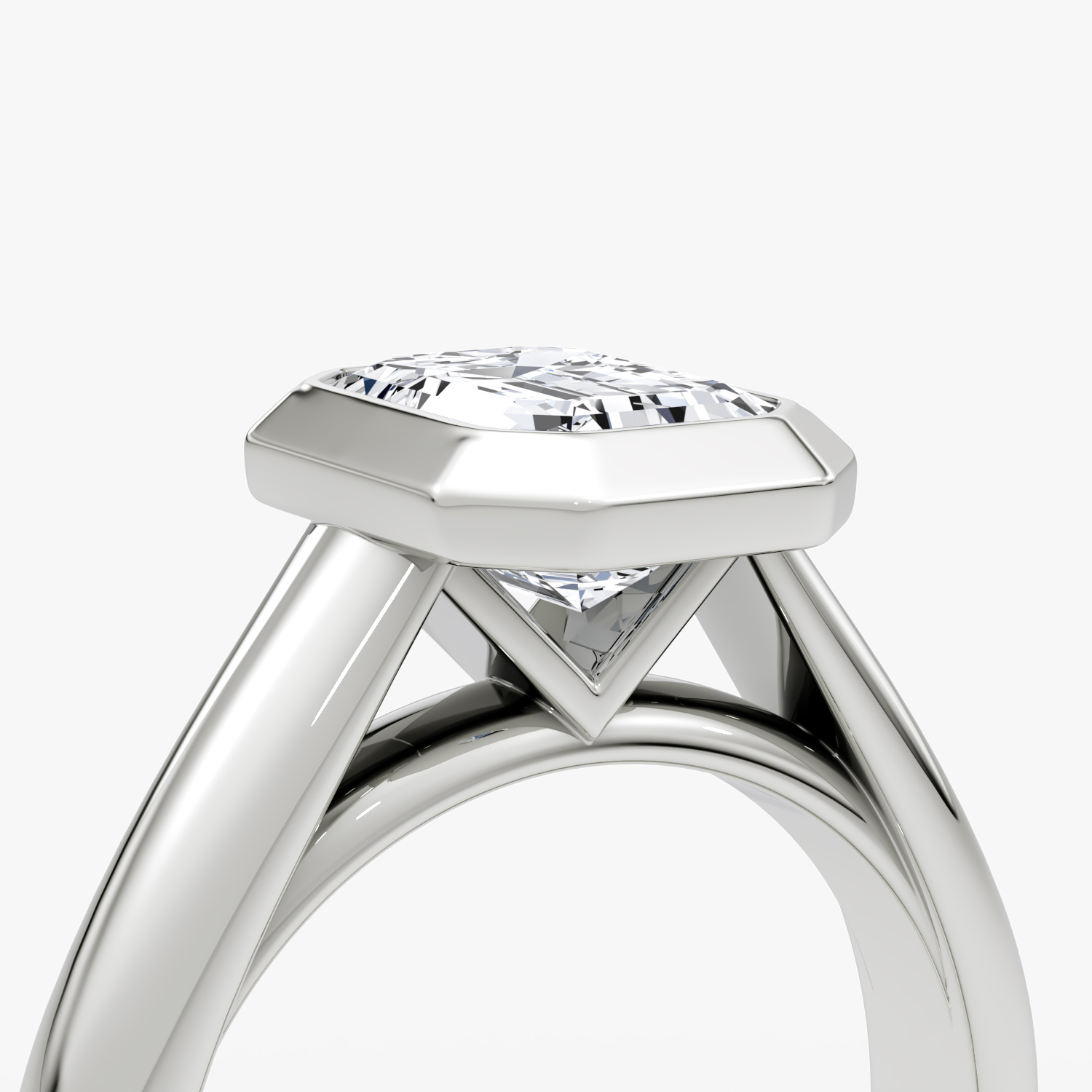The Sculpture Bezel | Emerald | 18k | White Gold | bandAccent: Plain | diamondOrientation: vertical | caratWeight: other