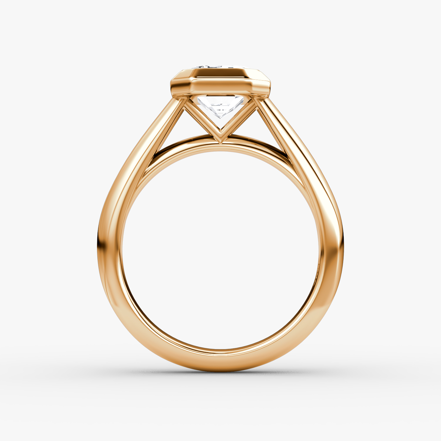 Anillo de compromiso Sculpture Bezel | Esmeralda | 14k | Oro rosa | bandAccent: Simple | diamondOrientation: vertical | caratWeight: other
