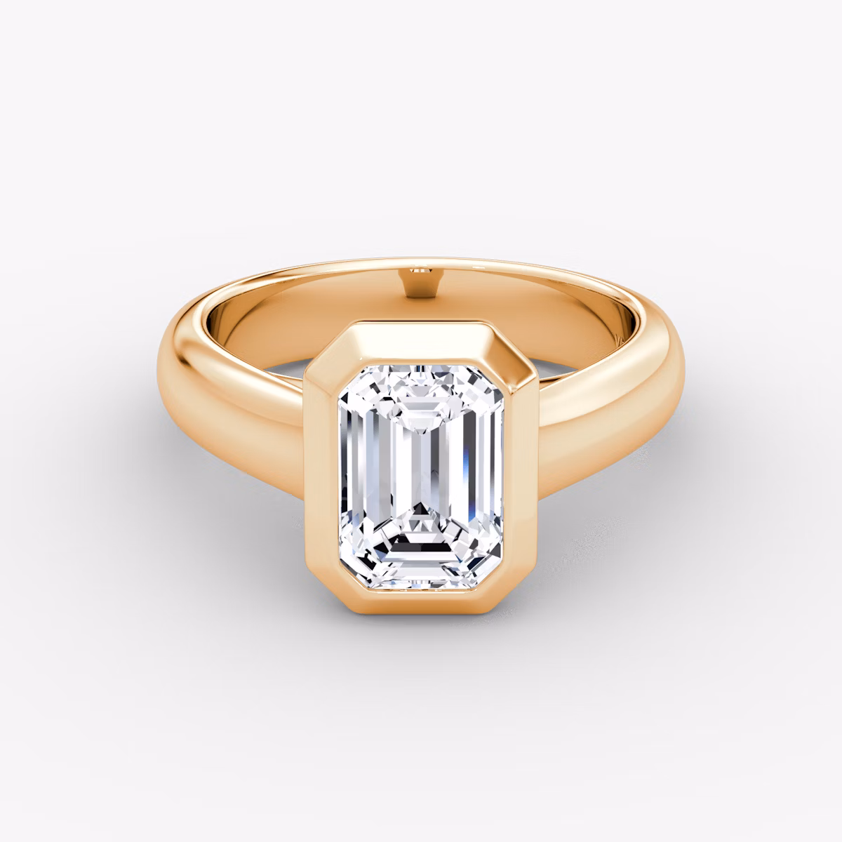 The Sculpture Bezel | Emerald | 14k | Rose Gold | bandAccent: Plain | diamondOrientation: vertical | caratWeight: other