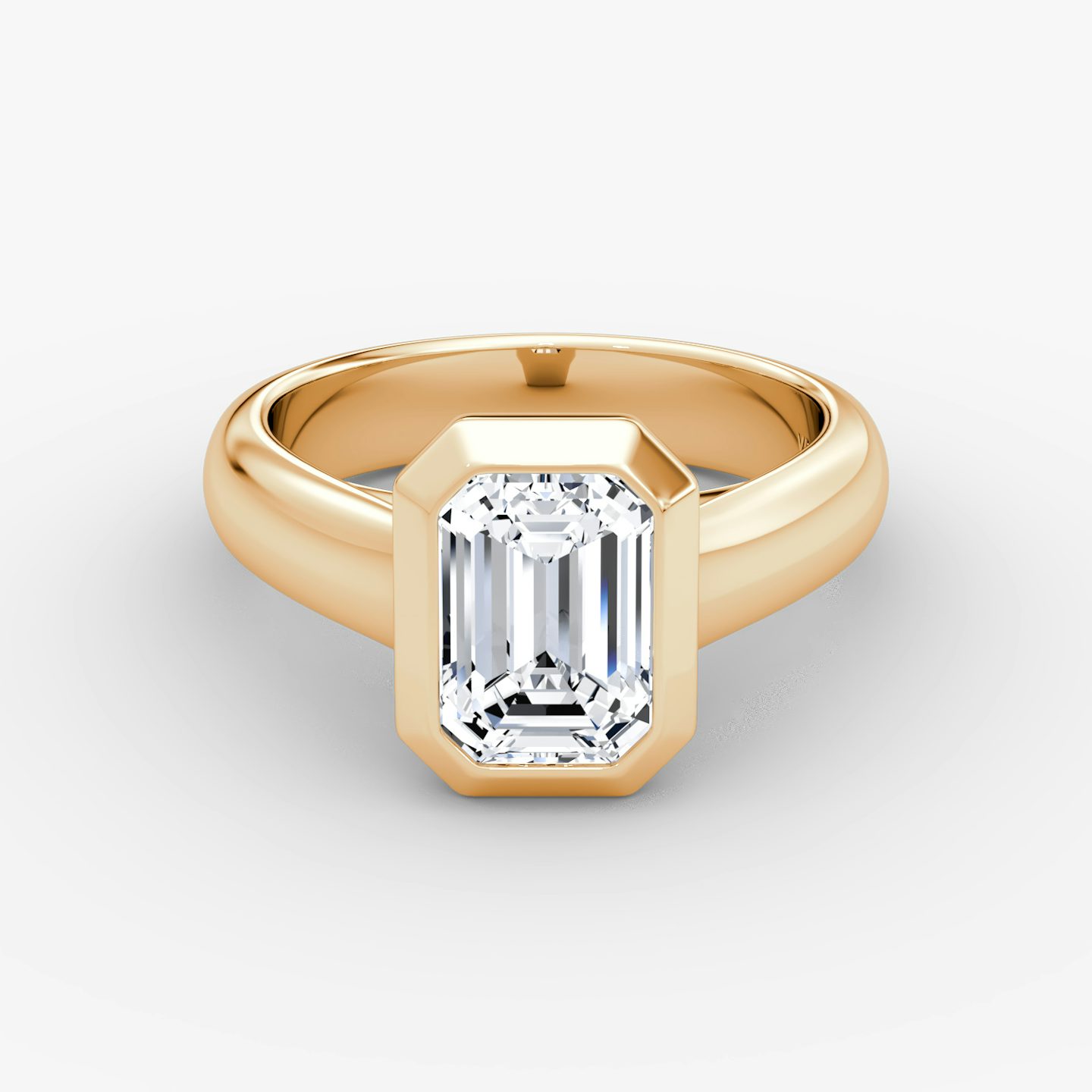 The Sculpture Bezel | Emerald | 14k | Rose Gold | bandAccent: Plain | diamondOrientation: vertical | caratWeight: other