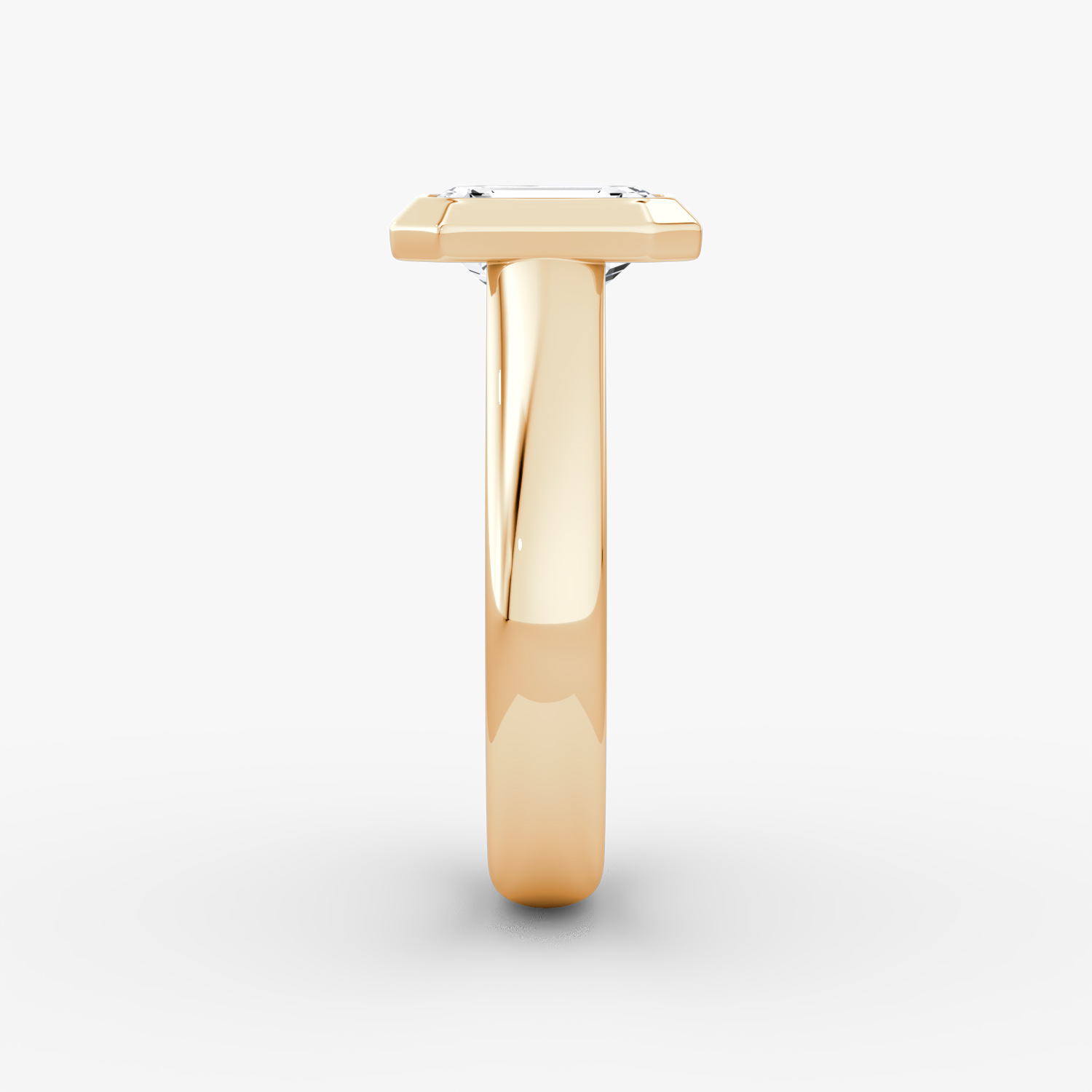 Anillo de compromiso Sculpture Bezel | Esmeralda | 14k | Oro rosa | bandAccent: Simple | diamondOrientation: vertical | caratWeight: other