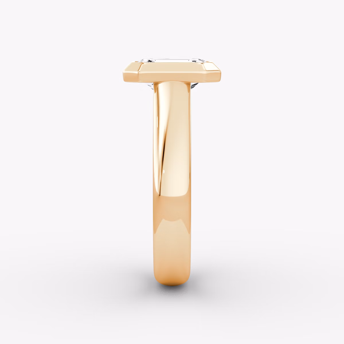 The Sculpture Bezel | Emerald | 14k | Rose Gold | bandAccent: Plain | diamondOrientation: vertical | caratWeight: other