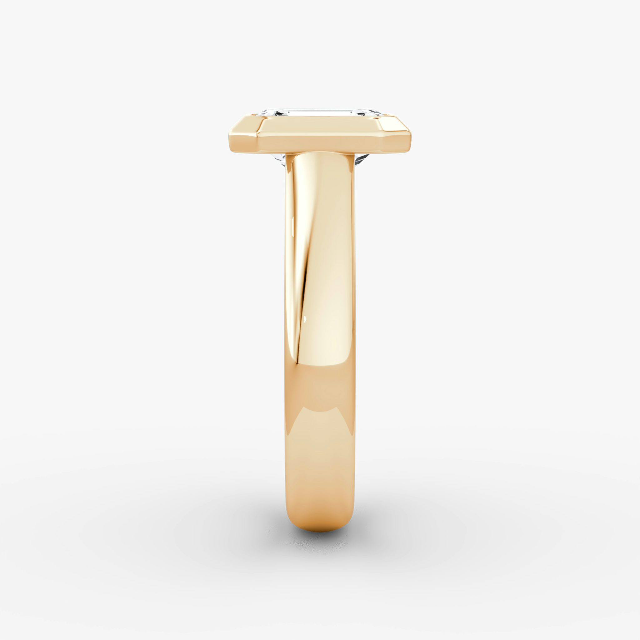 The Sculpture Bezel | Emerald | 14k | Rose Gold | bandAccent: Plain | diamondOrientation: vertical | caratWeight: other