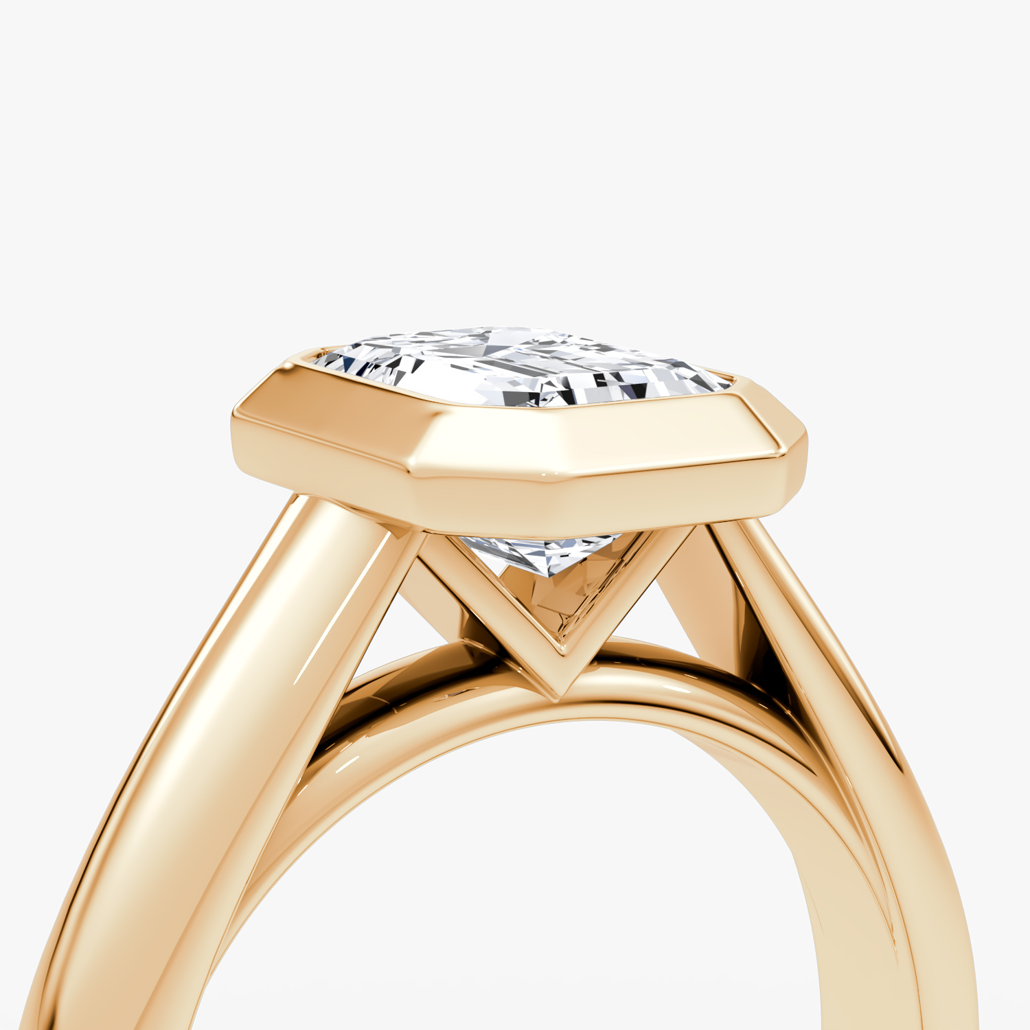 Anillo de compromiso Sculpture Bezel | Esmeralda | 14k | Oro rosa | bandAccent: Simple | diamondOrientation: vertical | caratWeight: other