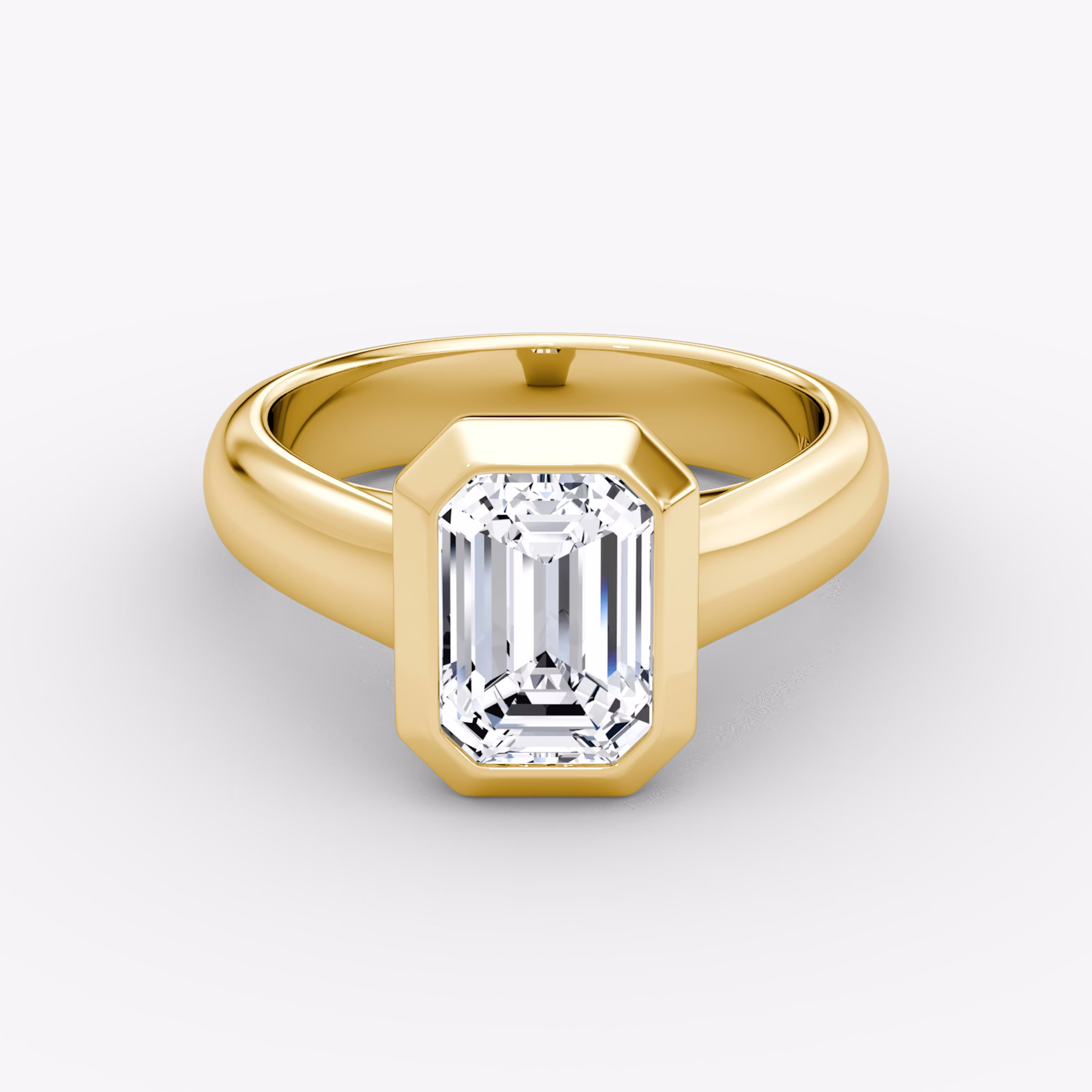 The Sculpture Bezel | Emerald | 18k | Yellow Gold | bandAccent: Plain | diamondOrientation: vertical | caratWeight: other