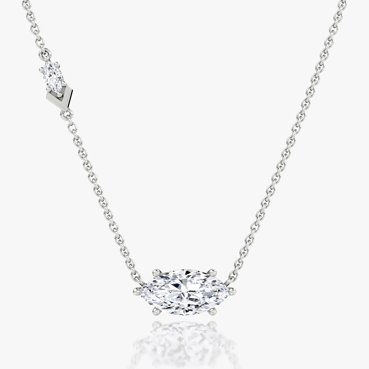Toi et Moi Echo Necklace | Marquise | 14k | White Gold | caratWeight: 1.6ct | chainLength: 16-18