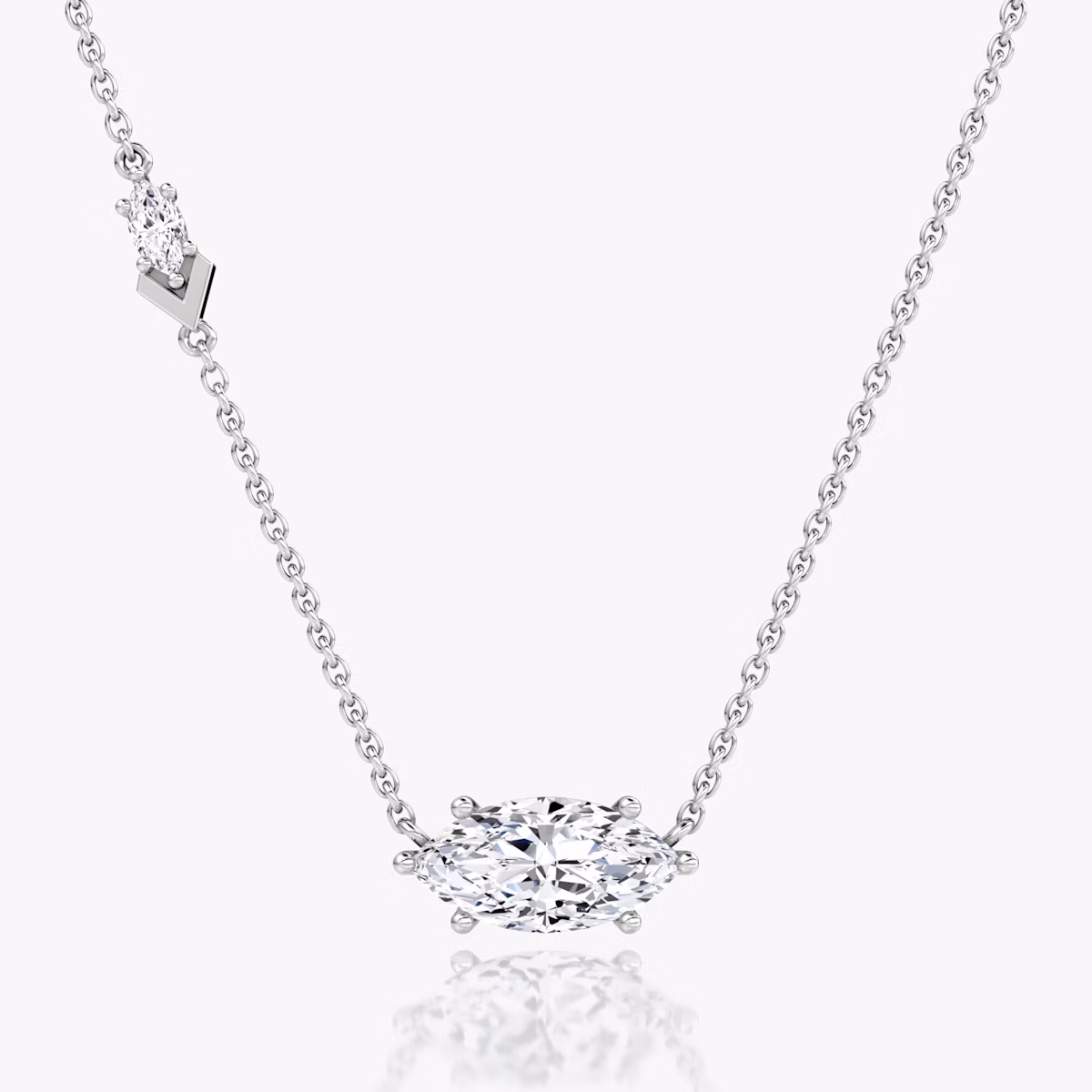 Toi et Moi Echo Necklace | Marquise | 14k | White Gold | caratWeight: 1.6ct | chainLength: 16-18