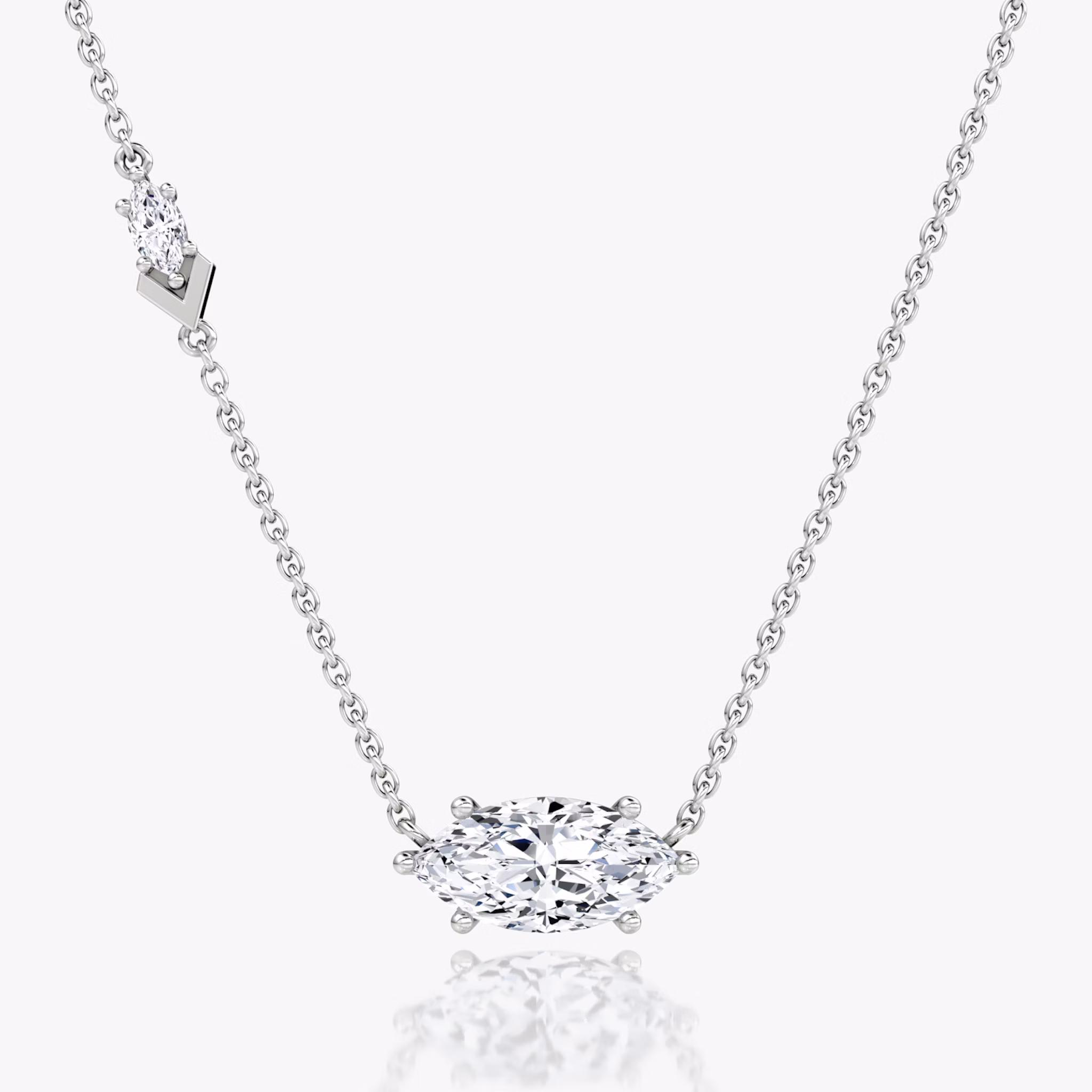 Toi et Moi Echo Necklace | Marquise | 14k | White Gold | caratWeight: 1.6ct | chainLength: 16-18