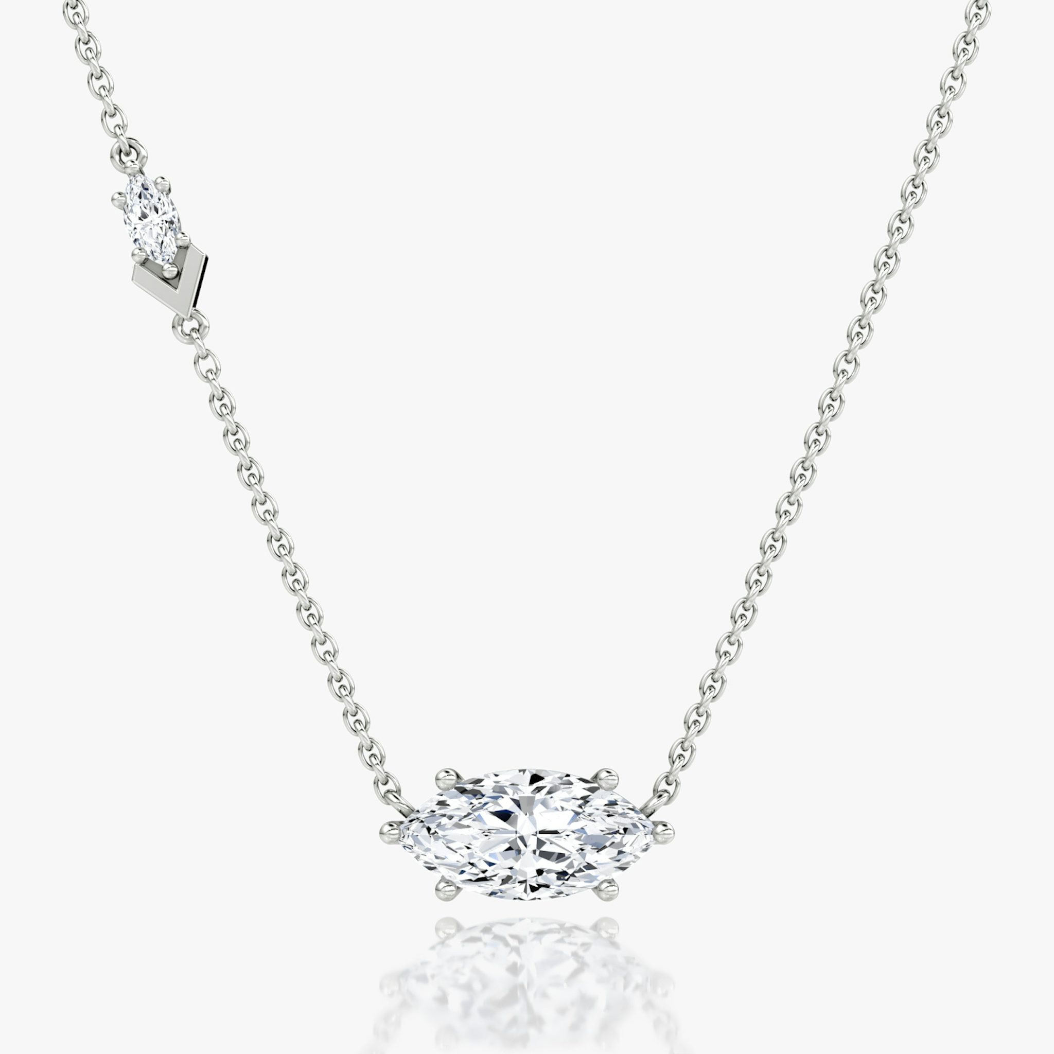 Toi et Moi Echo Necklace | Marquise | 14k | White Gold | caratWeight: 1.6ct | chainLength: 16-18