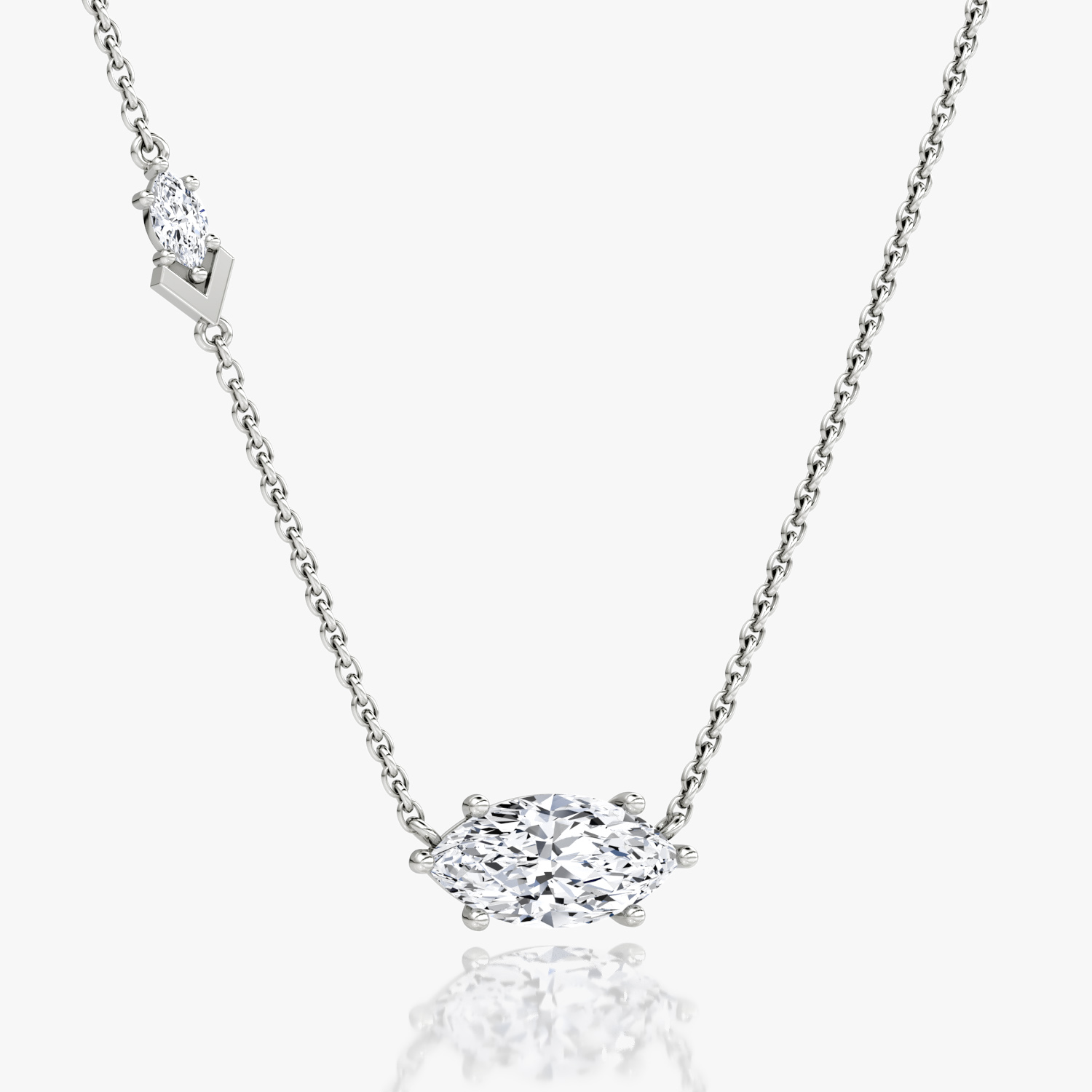 Toi et Moi Echo Necklace | Marquise | 14k | White Gold | caratWeight: 1.6ct | chainLength: 16-18