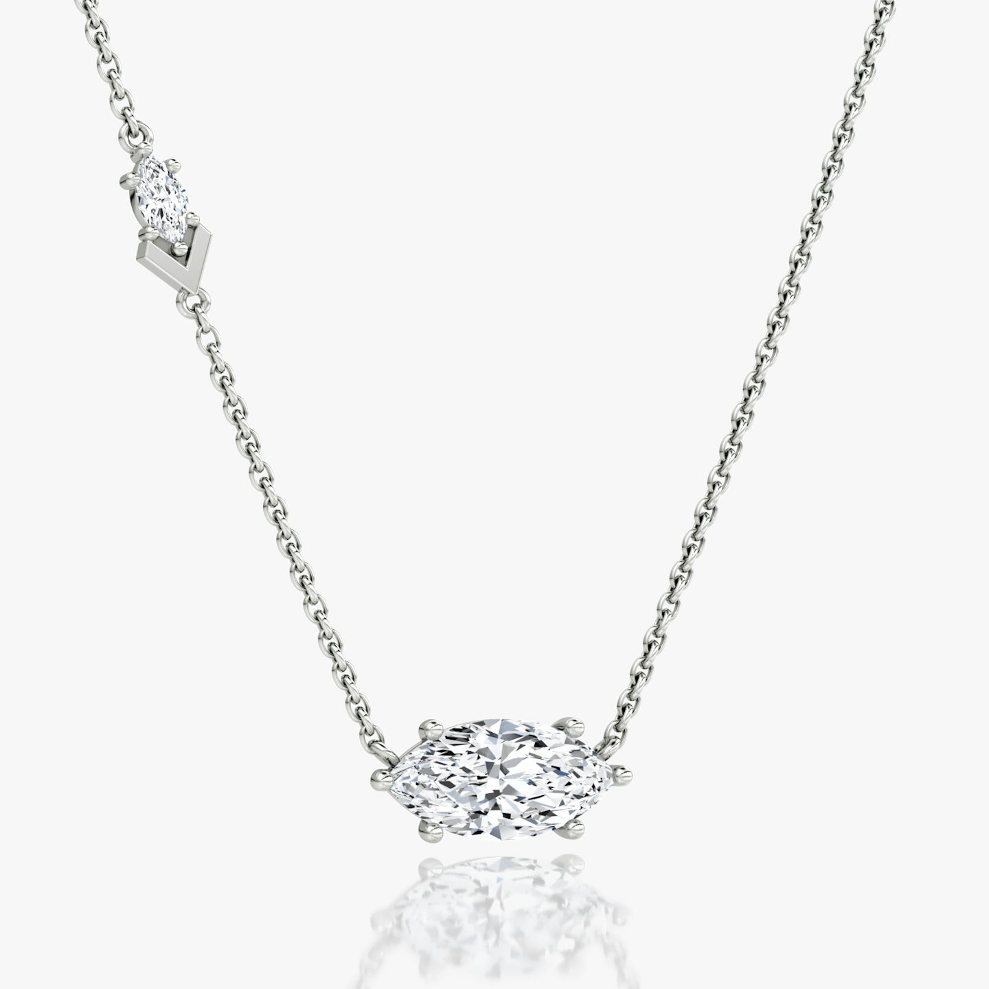 Toi et Moi Echo Necklace | Marquise | 14k | White Gold | caratWeight: 1.6ct | chainLength: 16-18