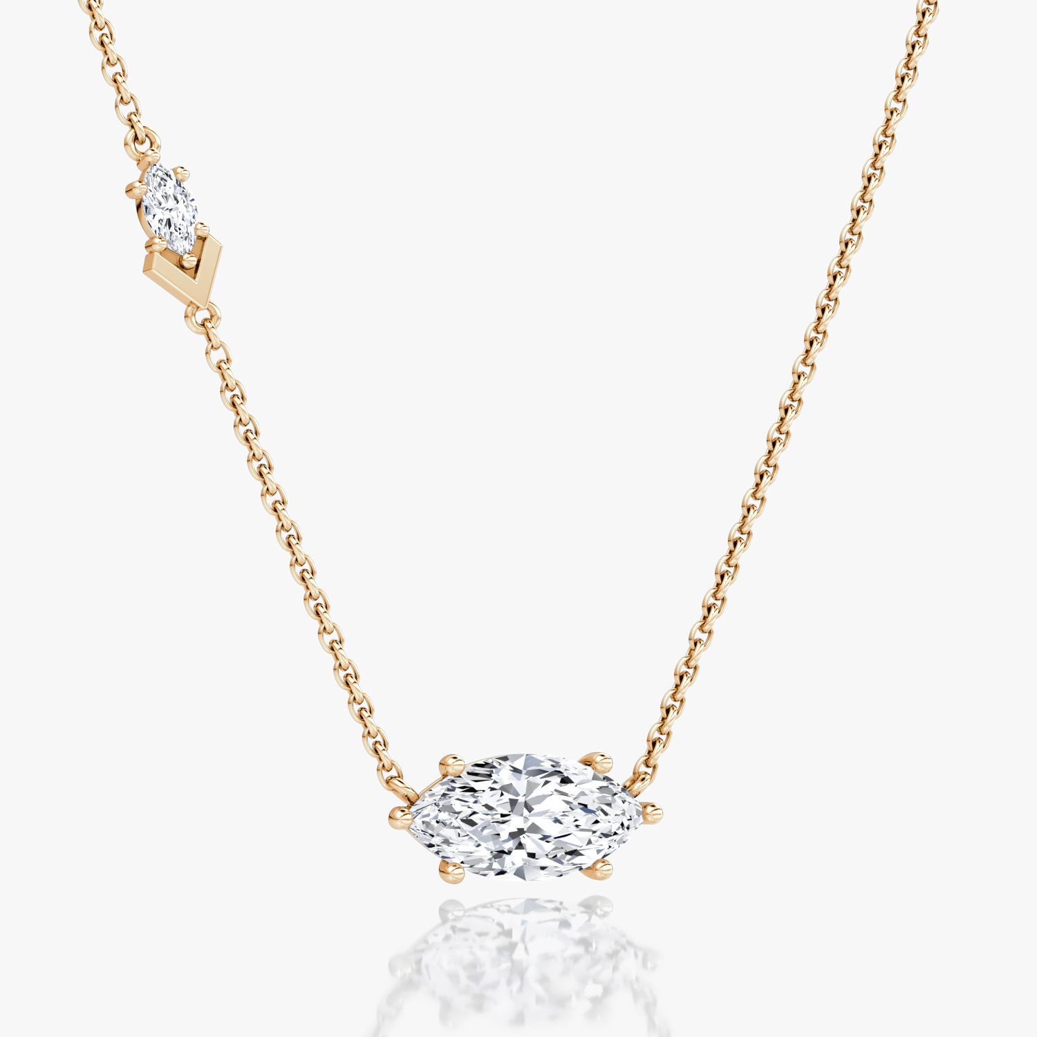 Toi et Moi Echo Necklace | Marquise | 14k | Rose Gold | caratWeight: 1.6ct | chainLength: 16-18