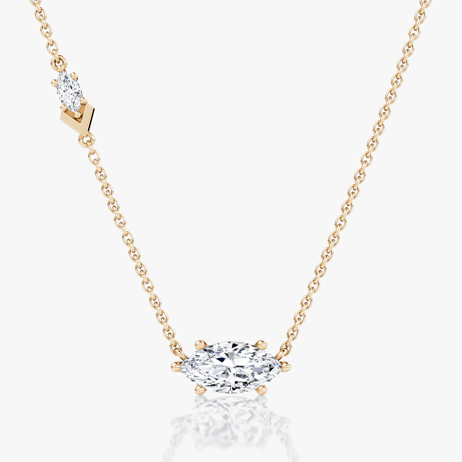 Toi et Moi Echo Necklace | Marquise | 14k | Rose Gold | caratWeight: 1.1ct | chainLength: 16-18