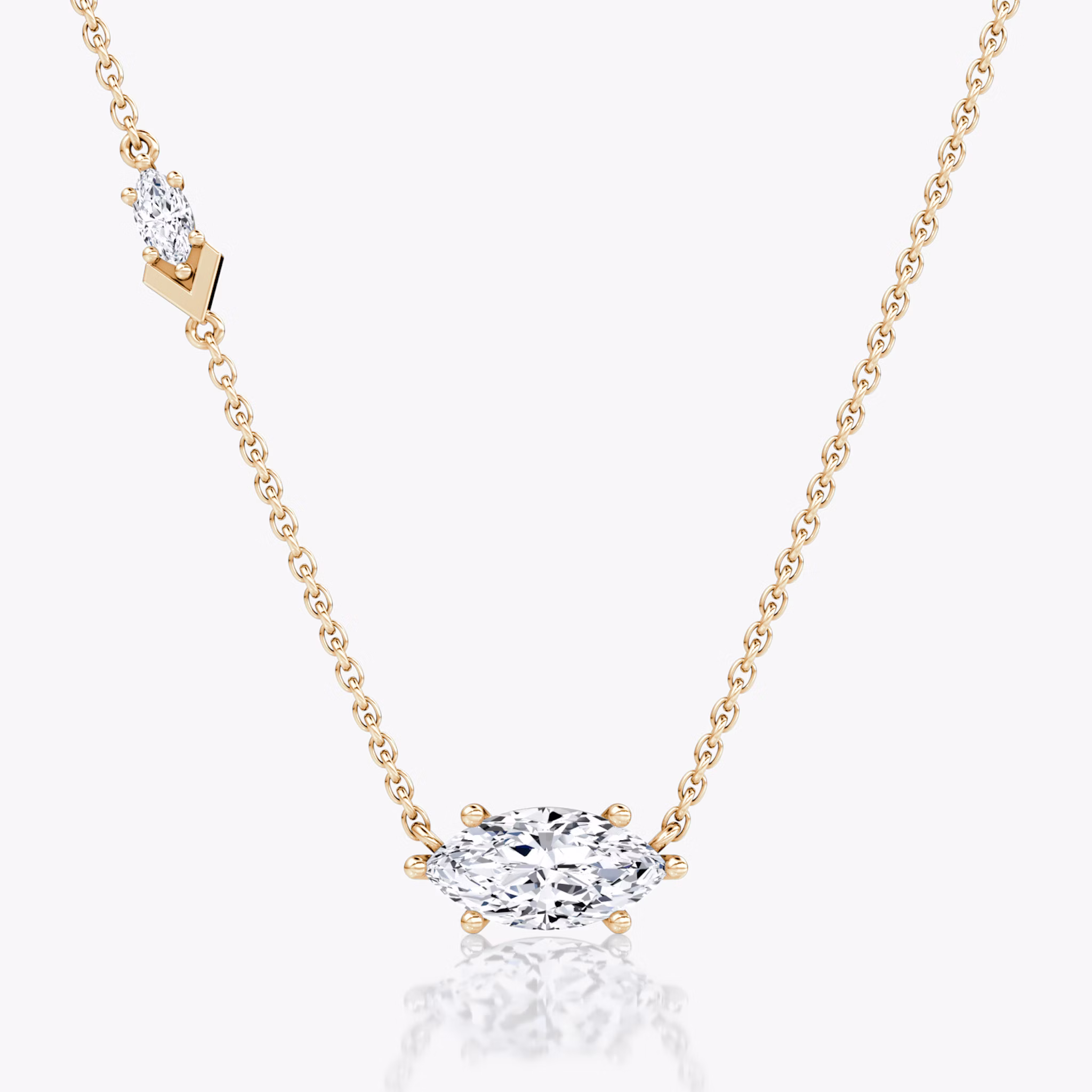 Toi et Moi Echo Necklace | Marquise | 14k | Rose Gold | caratWeight: 1.1ct | chainLength: 16-18