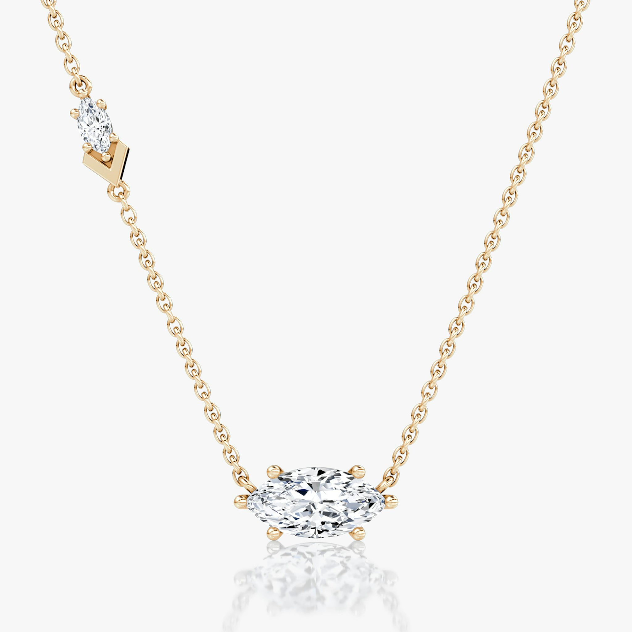 Toi et Moi Echo Necklace | Marquise | 14k | Rose Gold | caratWeight: 1.1ct | chainLength: 16-18