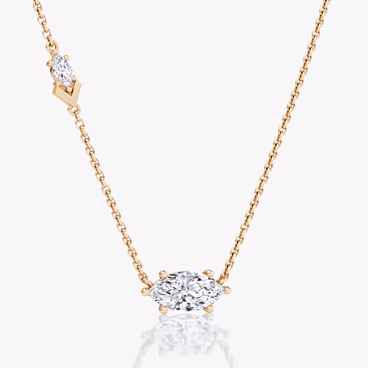 Toi et Moi Echo Necklace | Marquise | 14k | Rose Gold | caratWeight: 1.1ct | chainLength: 16-18