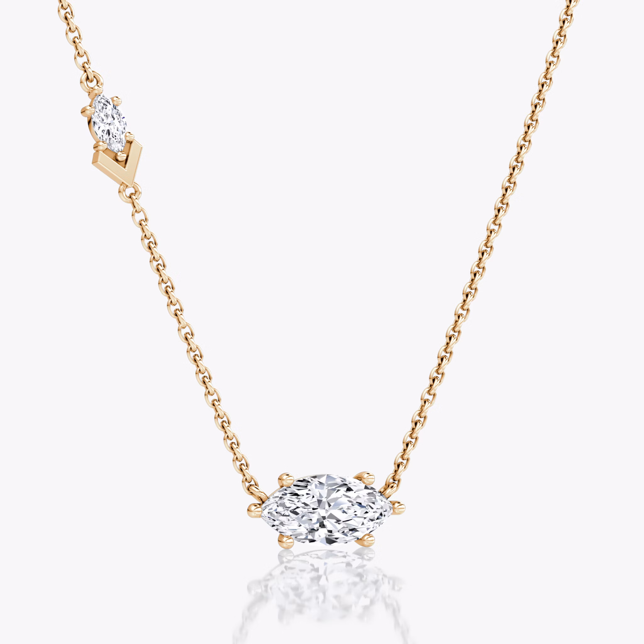 Toi et Moi Echo Necklace | Marquise | 14k | Rose Gold | caratWeight: 1.1ct | chainLength: 16-18