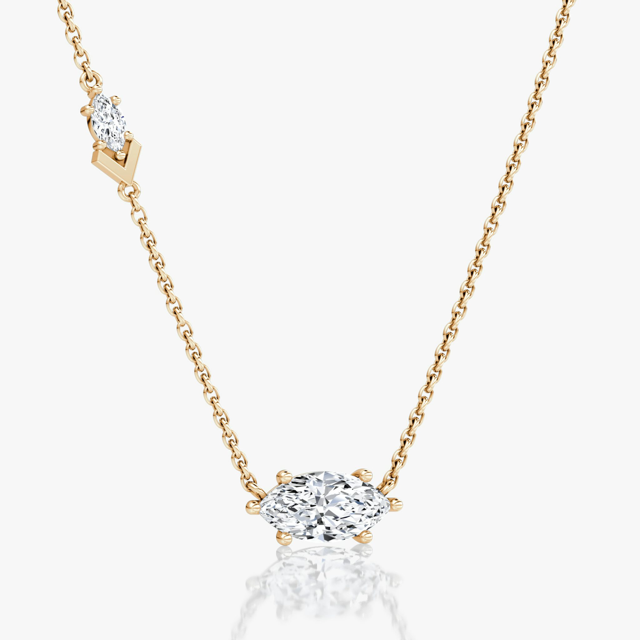 Toi et Moi Echo Necklace | Marquise | 14k | Rose Gold | caratWeight: 1.1ct | chainLength: 16-18