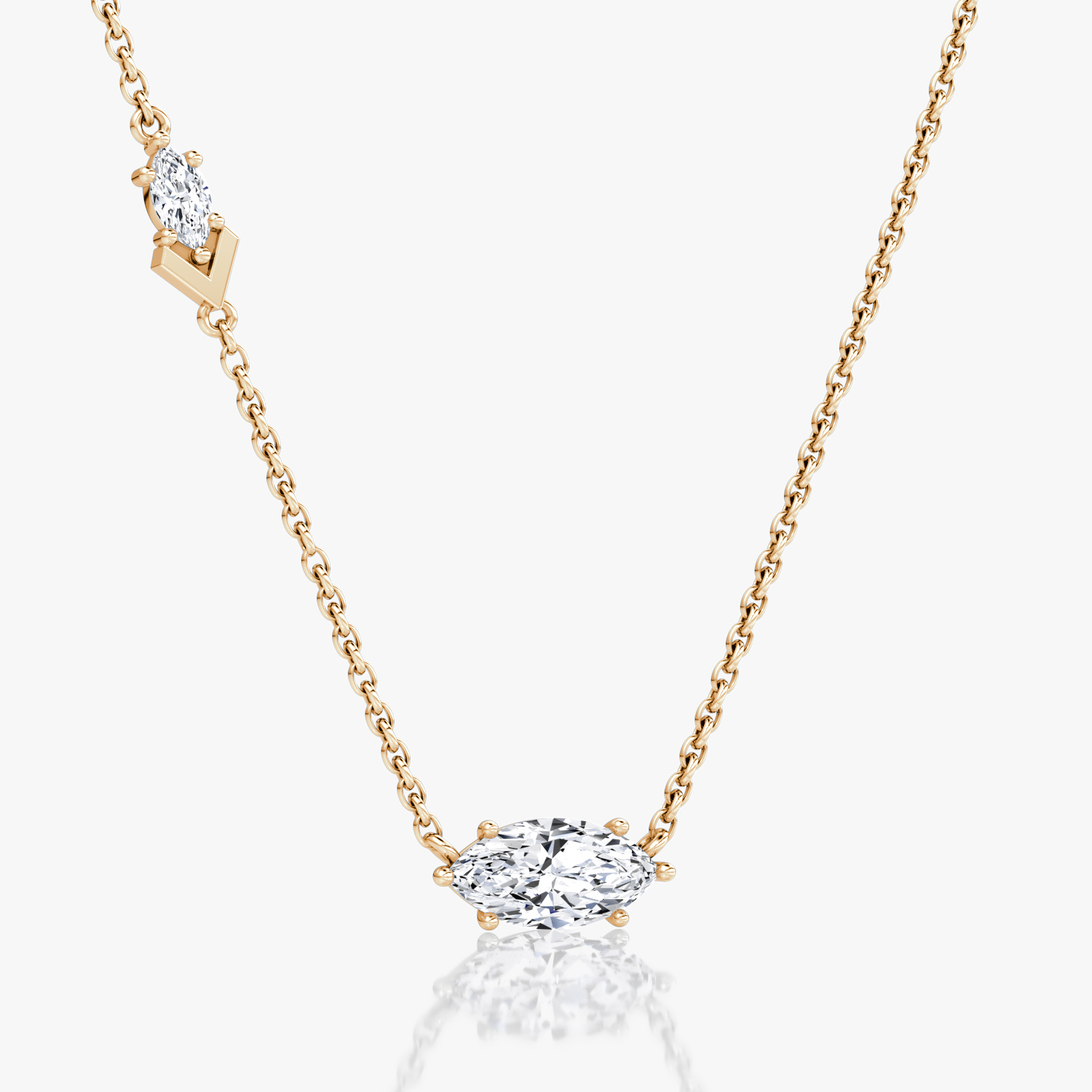 Toi et Moi Echo Necklace | Marquise | 14k | Rose Gold | caratWeight: 0.86ct | chainLength: 16-18