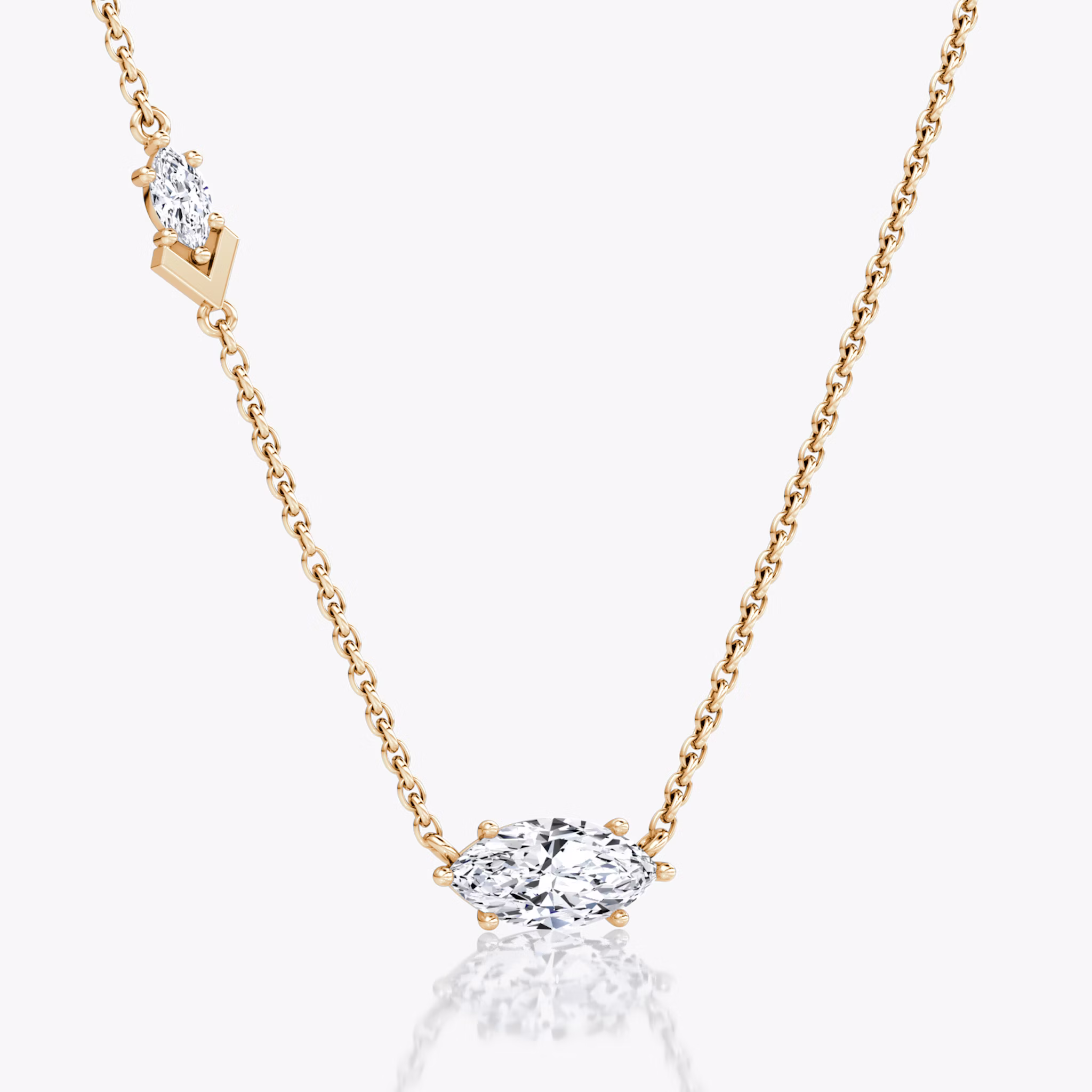 Toi et Moi Echo Necklace | Marquise | 14k | Rose Gold | caratWeight: 0.86ct | chainLength: 16-18