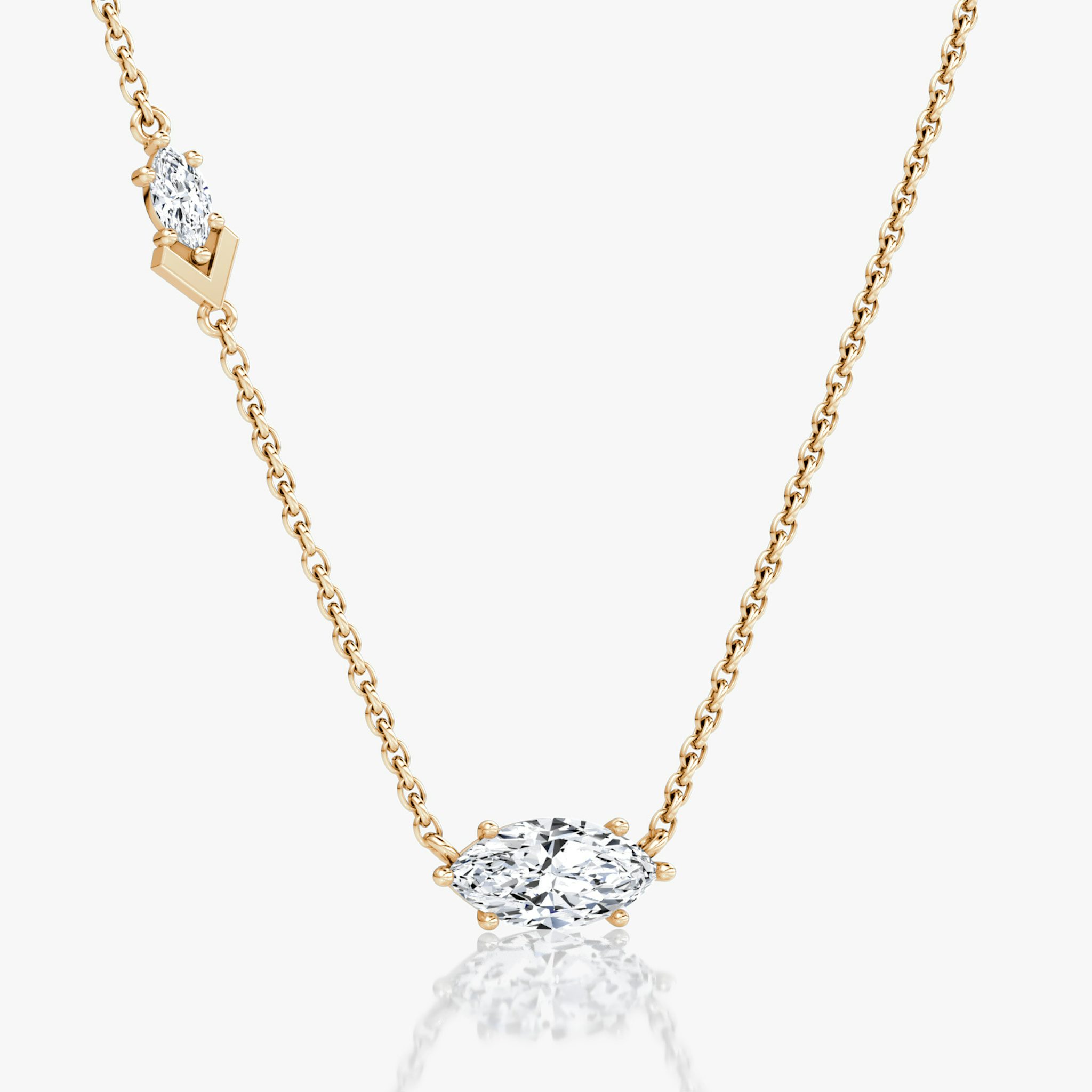 Toi et Moi Echo Necklace | Marquise | 14k | Rose Gold | caratWeight: 0.86ct | chainLength: 16-18