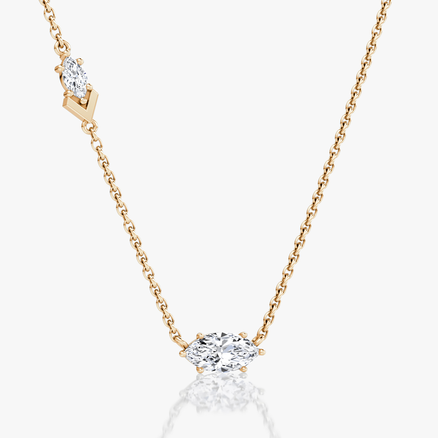 Toi et Moi Echo Necklace | Marquise | 14k | Rose Gold | caratWeight: 0.61ct | chainLength: 16-18