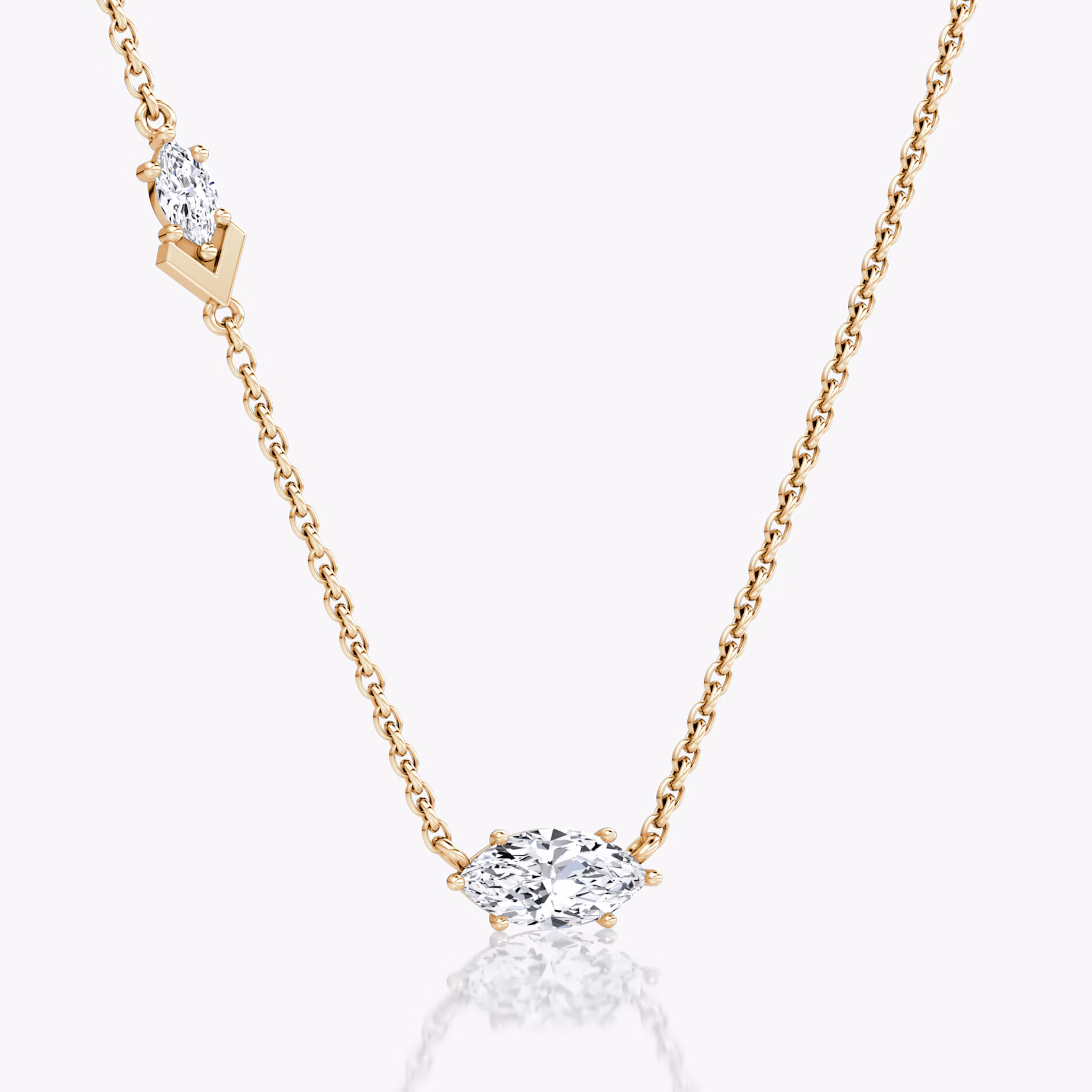 Toi et Moi Echo Necklace | Marquise | 14k | Rose Gold | caratWeight: 0.61ct | chainLength: 16-18