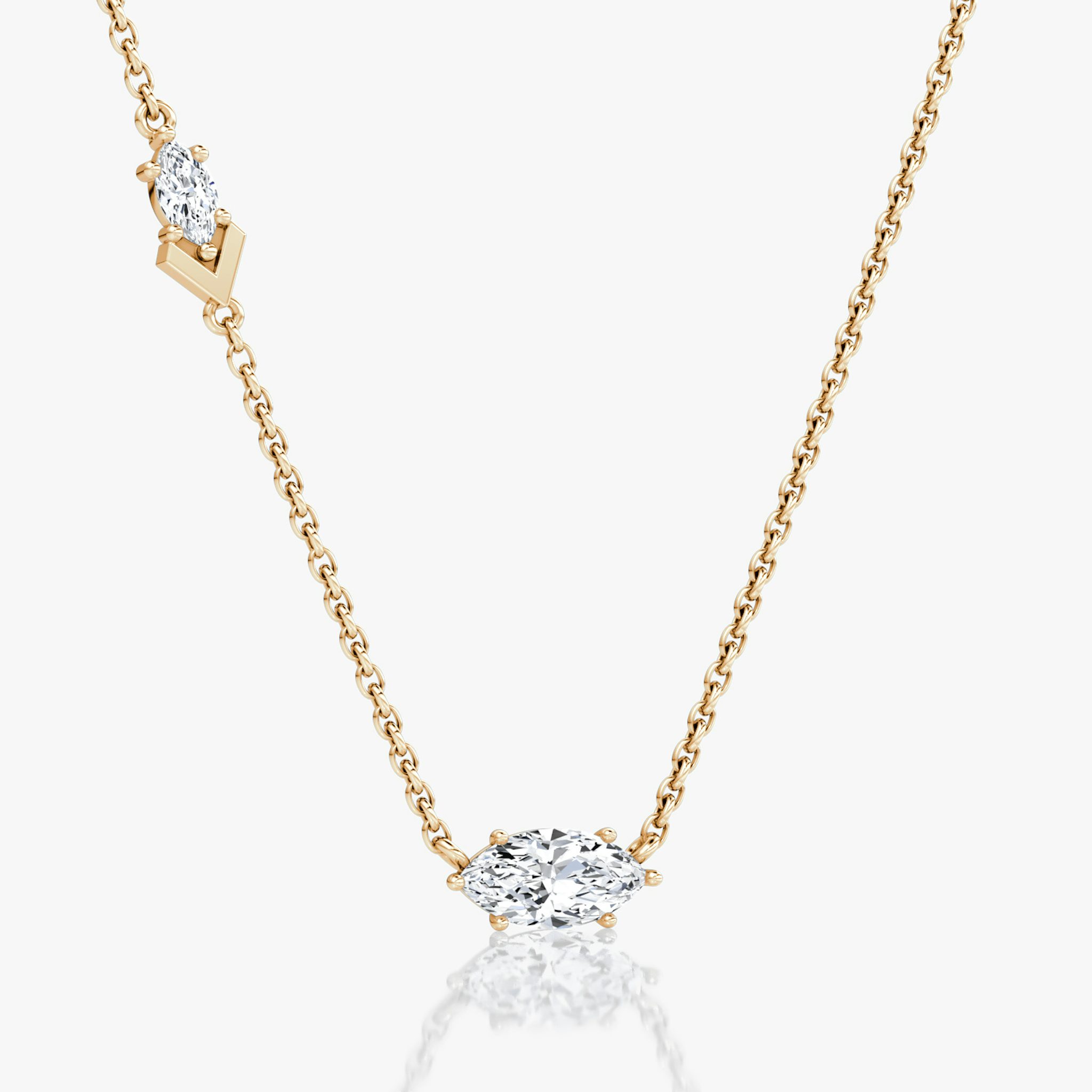 Toi et Moi Echo Necklace | Marquise | 14k | Rose Gold | caratWeight: 0.61ct | chainLength: 16-18