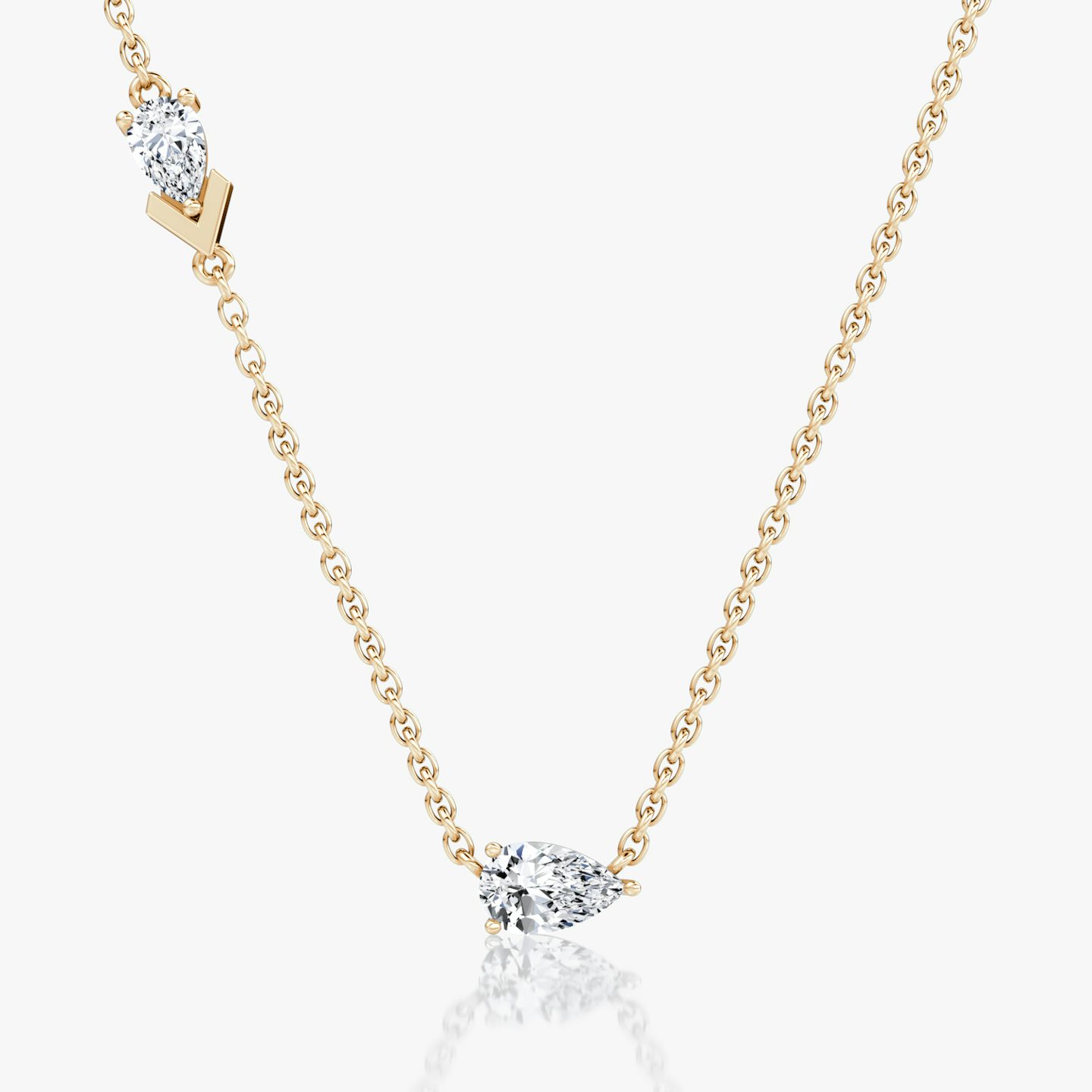 Collier Toi et Moi Echo | Poire | 14k | Or rose | caratWeight: 0.40ct | chainLength: 16-18