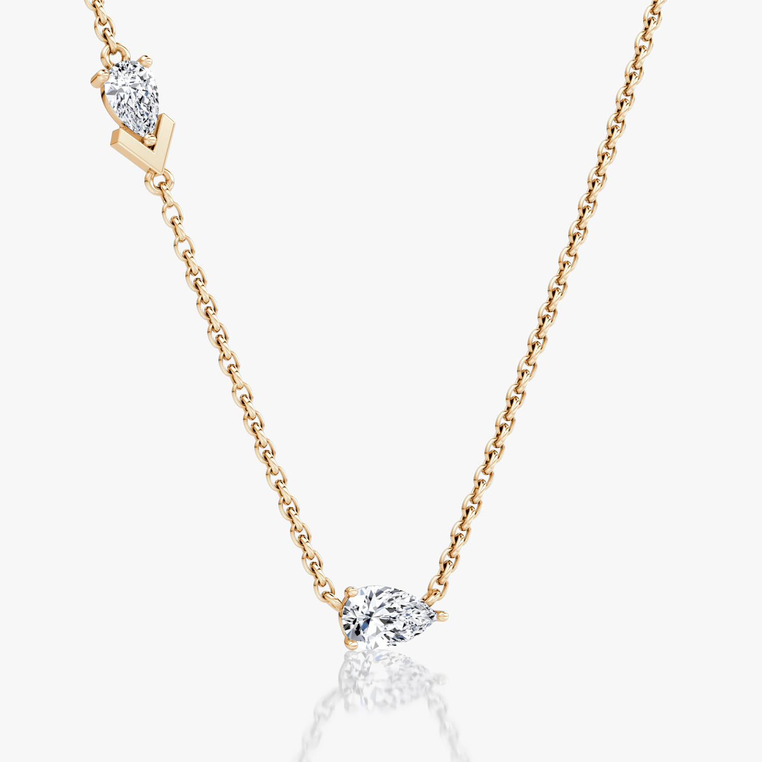 Collier Toi et Moi Echo | Poire | 14k | Or rose | caratWeight: 0.40ct | chainLength: 16-18