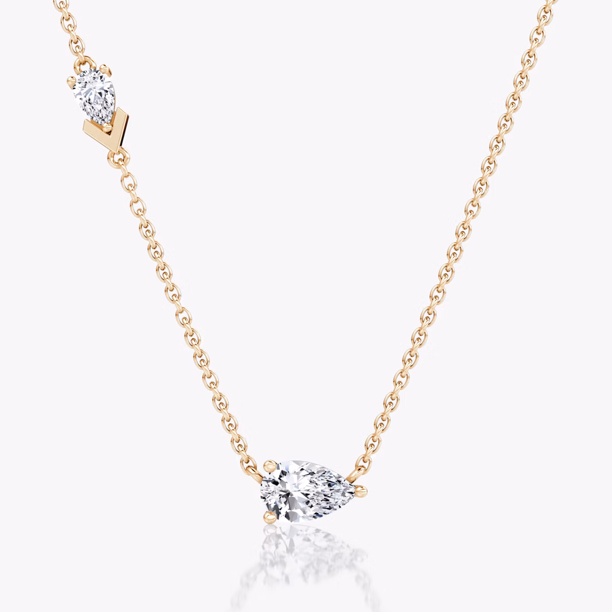 Collier Toi et Moi Echo | Poire | 14k | Or rose | caratWeight: 0.65ct | chainLength: 16-18