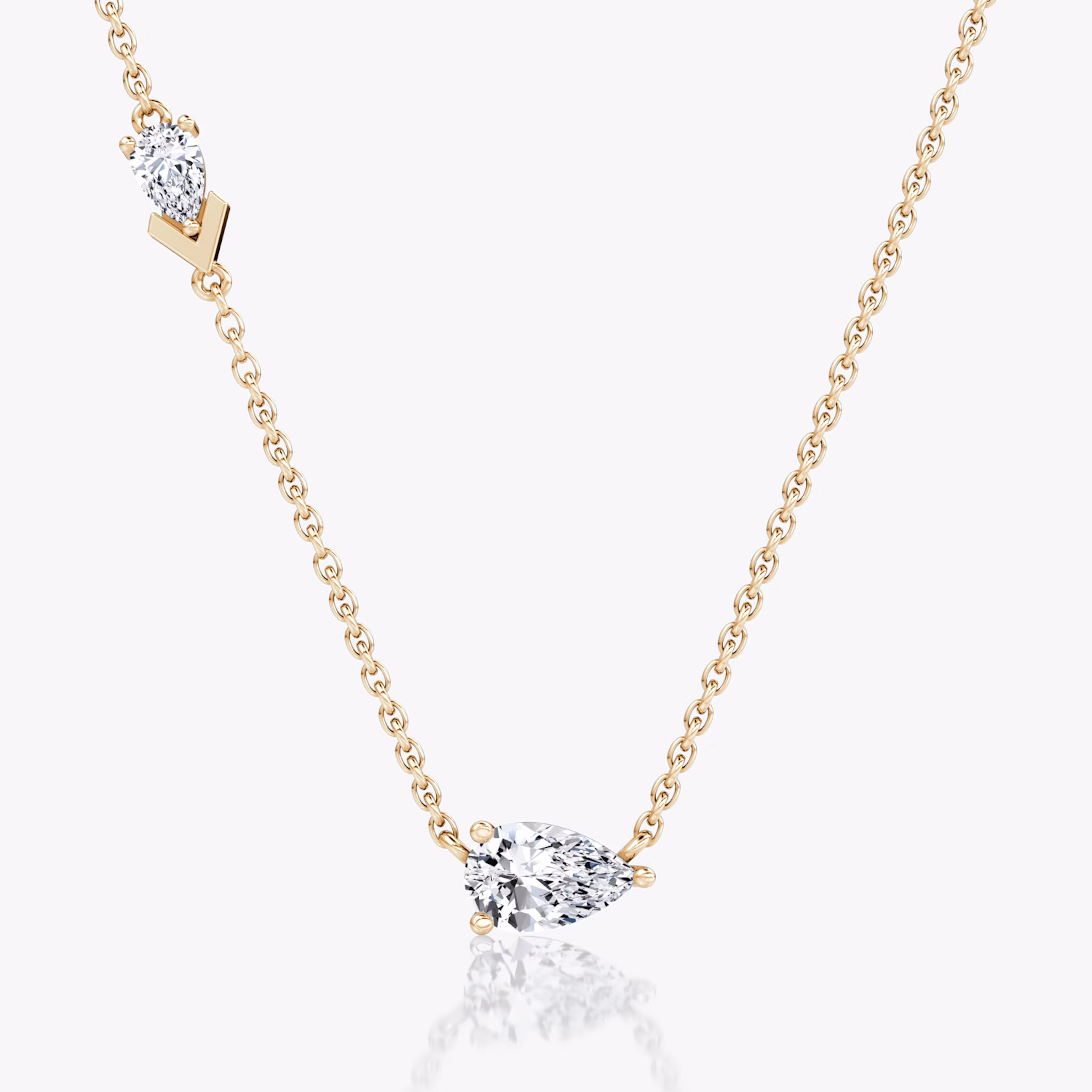 Toi et Moi Echo Necklace | Pear | 14k | Rose Gold | caratWeight: 0.65ct | chainLength: 16-18